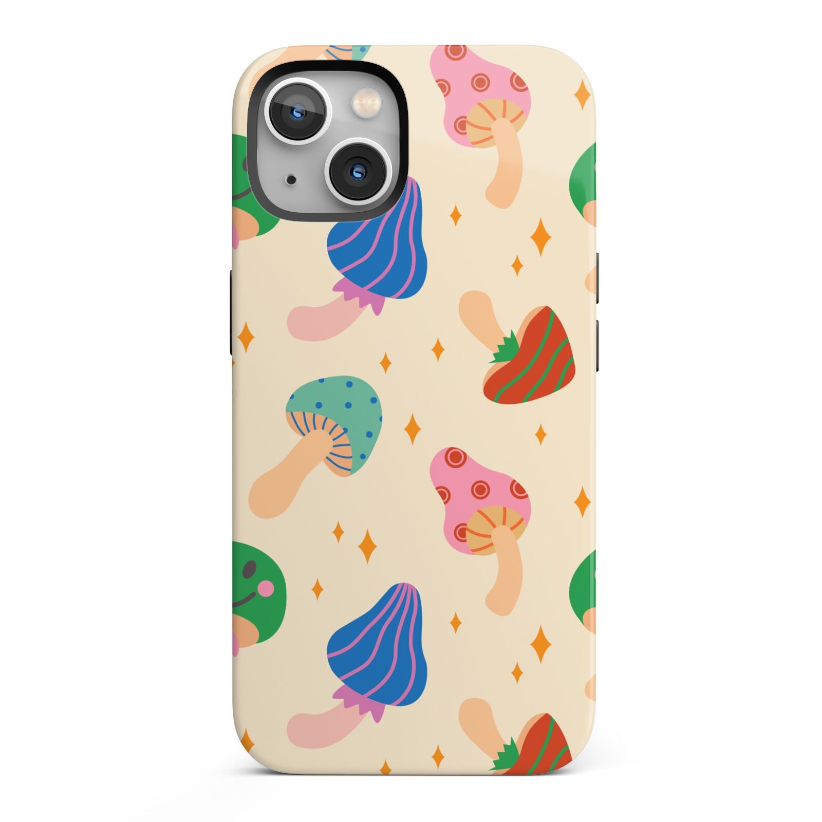 Retro Psychedelic Mushrooms iPhone 13 Full Wrap 3D Tough Case