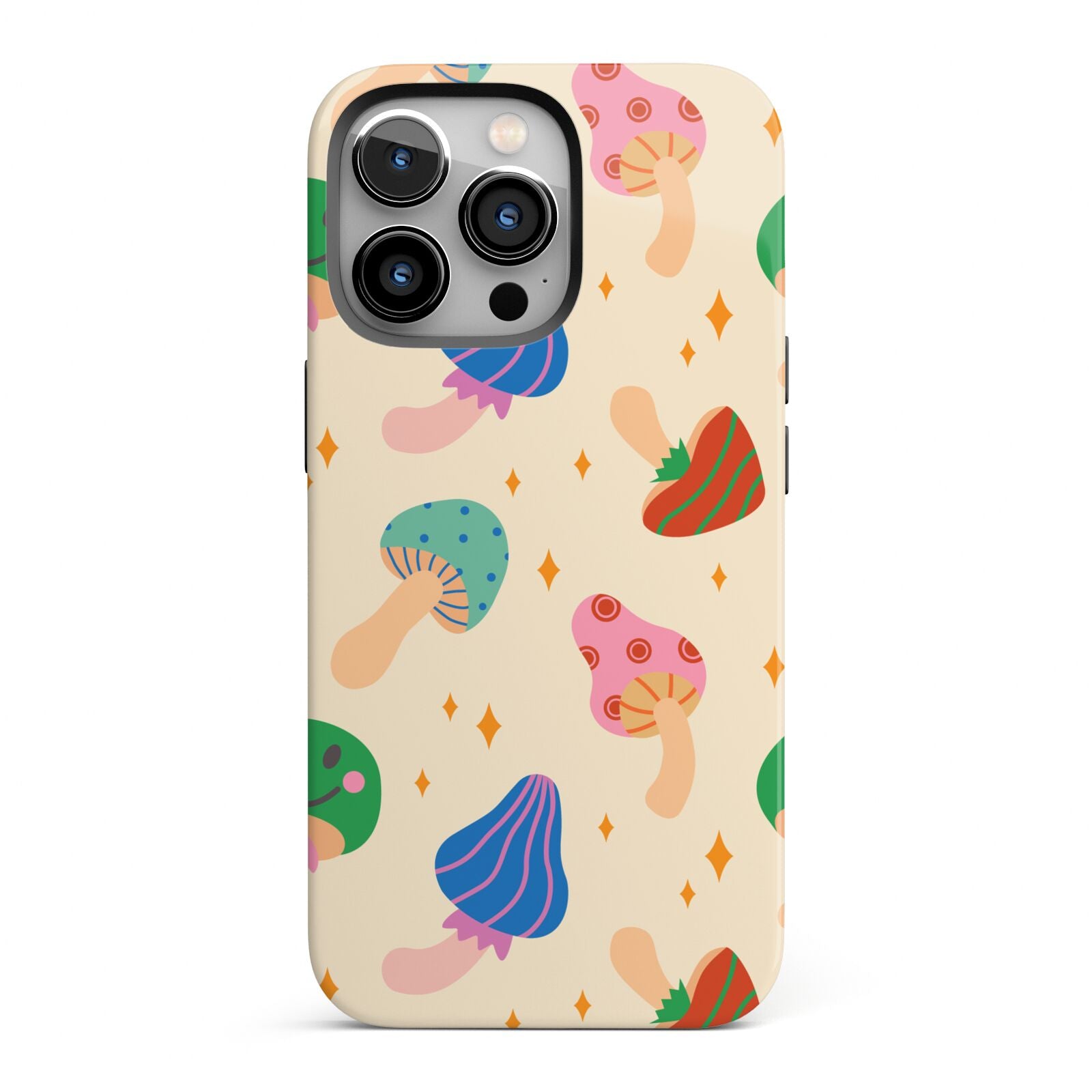 Retro Psychedelic Mushrooms iPhone 13 Pro Full Wrap 3D Tough Case