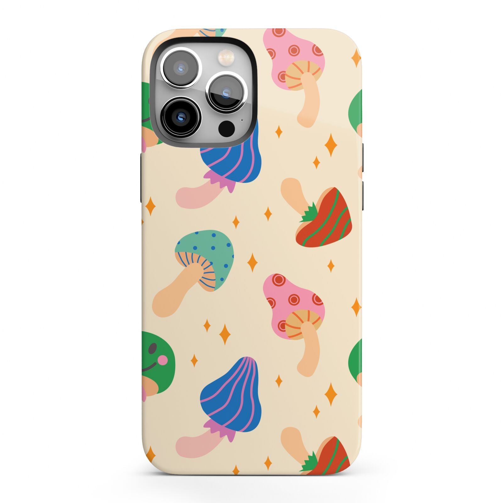 Retro Psychedelic Mushrooms iPhone 13 Pro Max Full Wrap 3D Tough Case