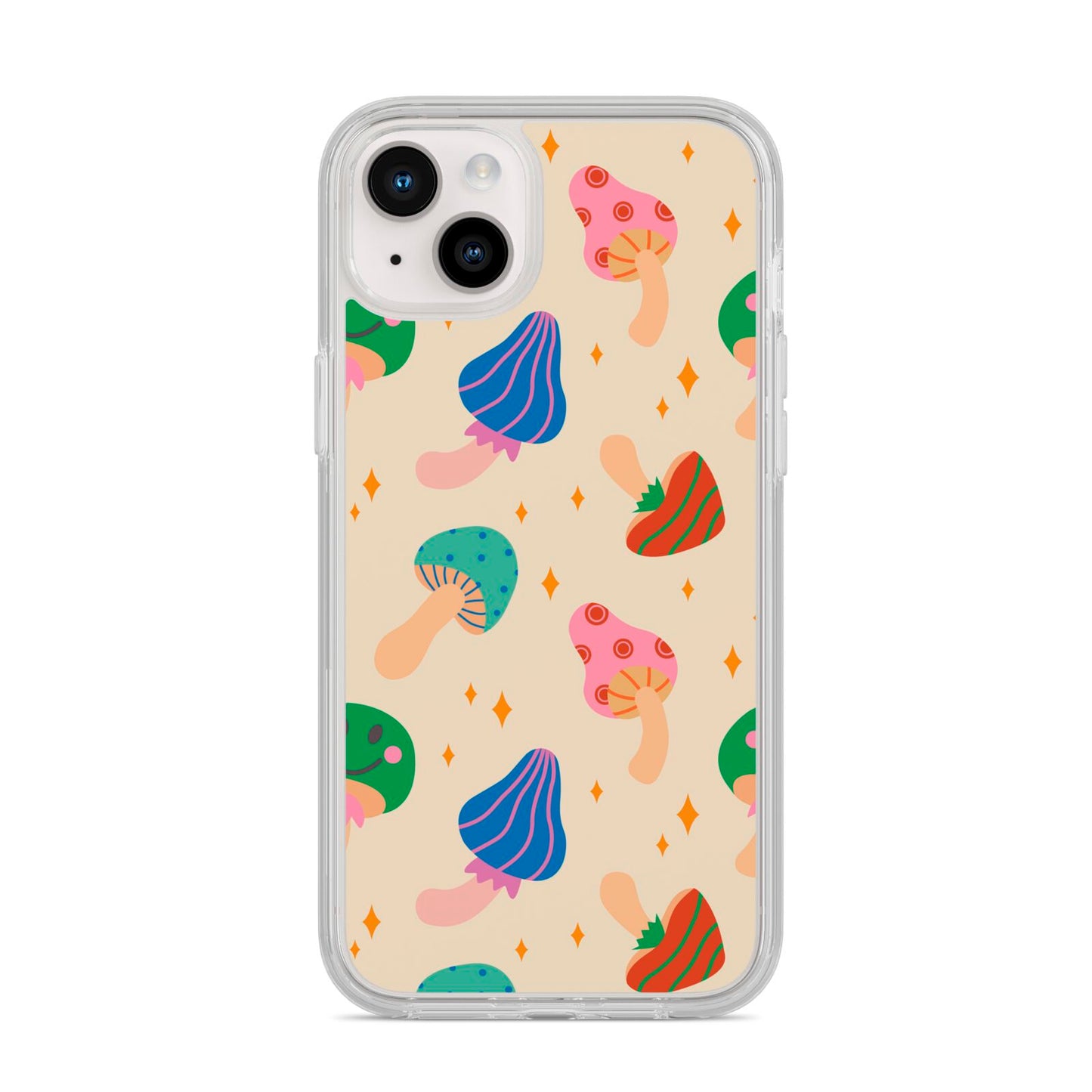 Retro Psychedelic Mushrooms iPhone 14 Plus Clear Tough Case Starlight