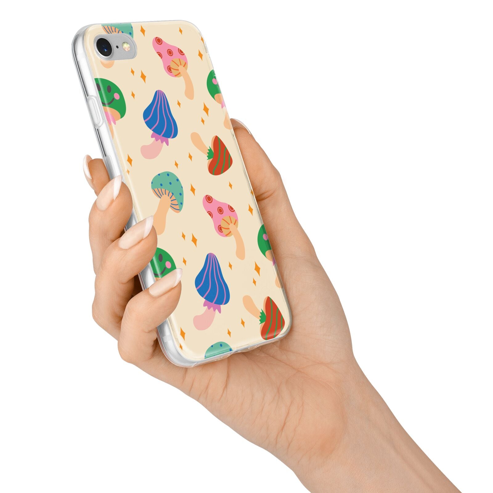 Retro Psychedelic Mushrooms iPhone 7 Bumper Case on Silver iPhone Alternative Image