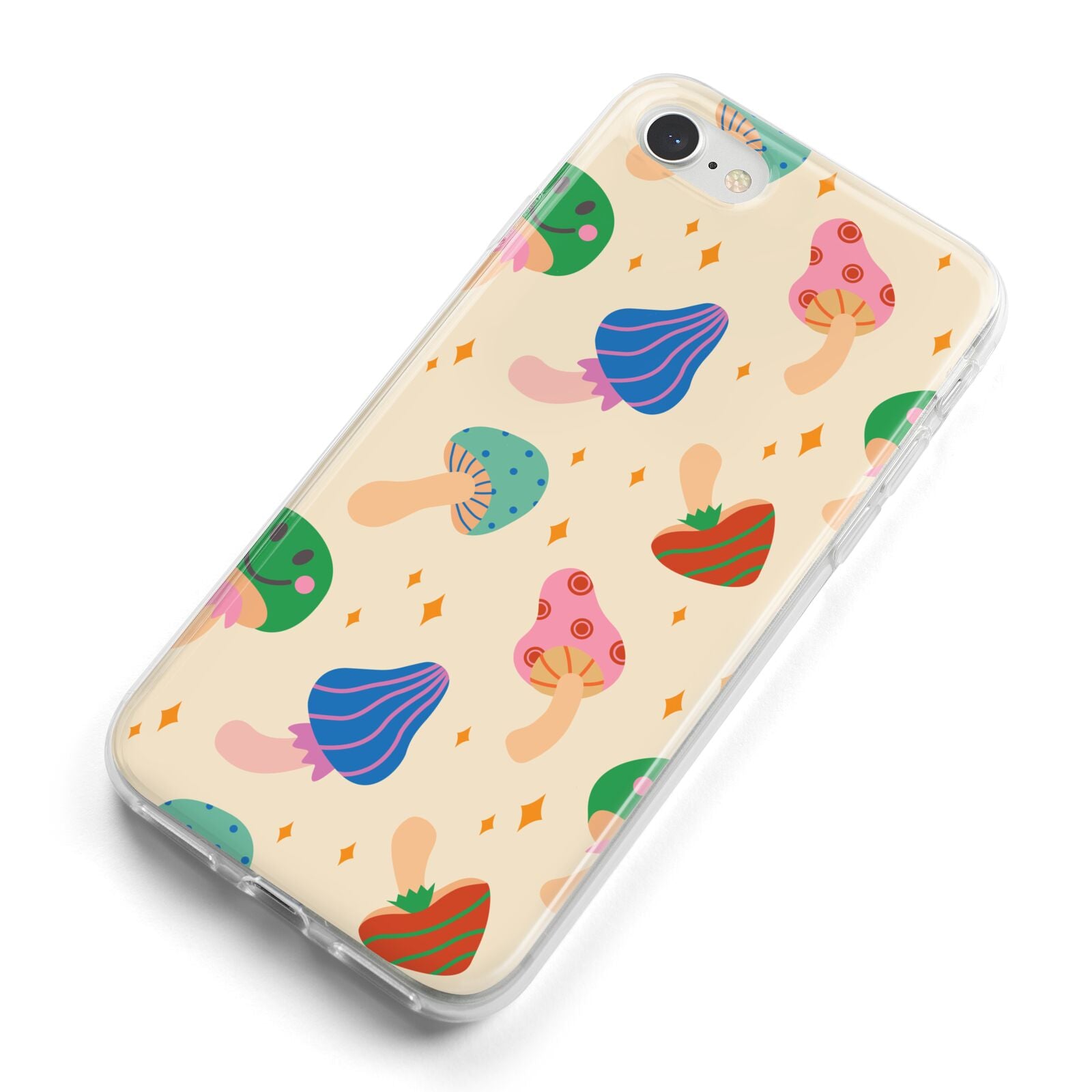 Retro Psychedelic Mushrooms iPhone 8 Bumper Case on Silver iPhone Alternative Image