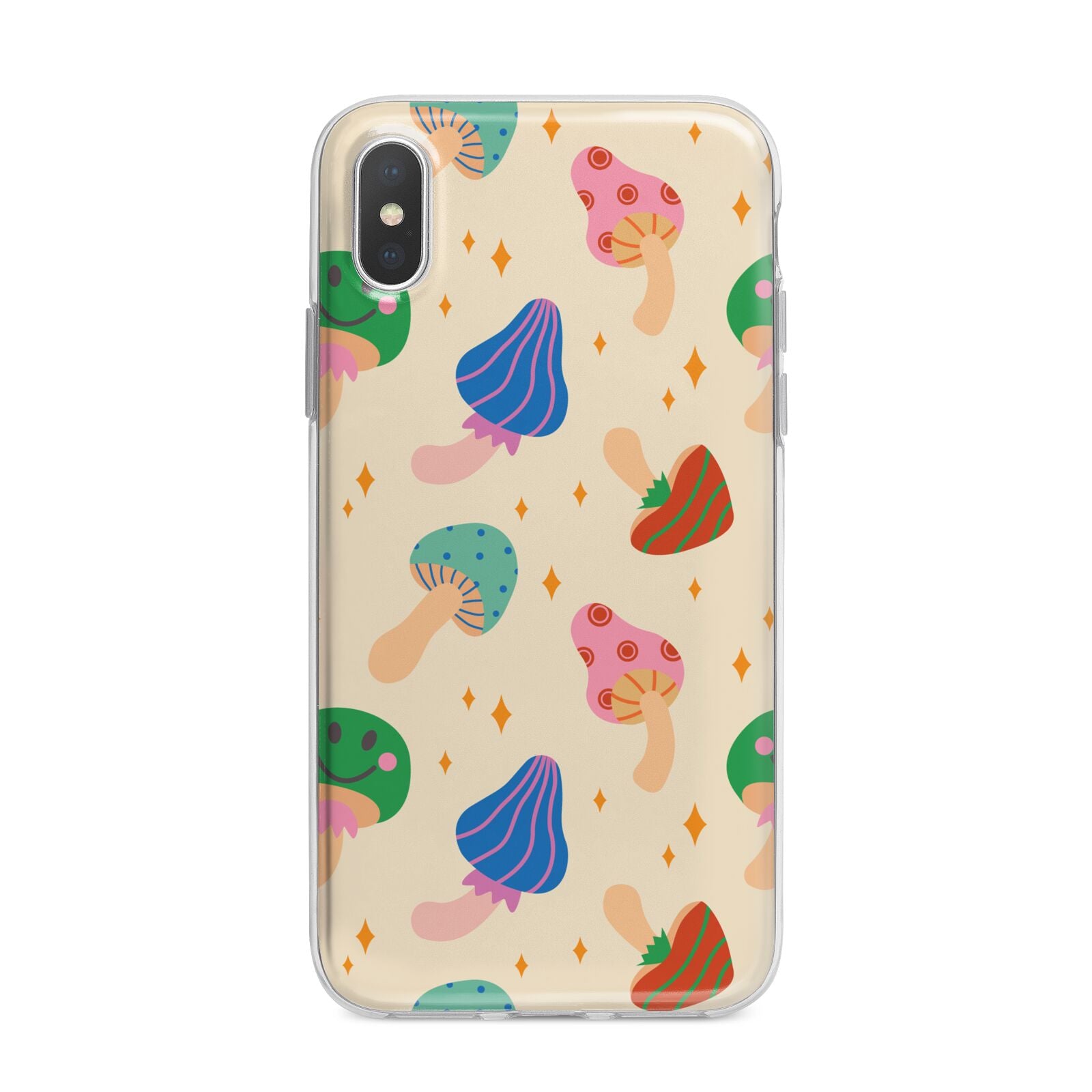 Retro Psychedelic Mushrooms iPhone X Bumper Case on Silver iPhone Alternative Image 1