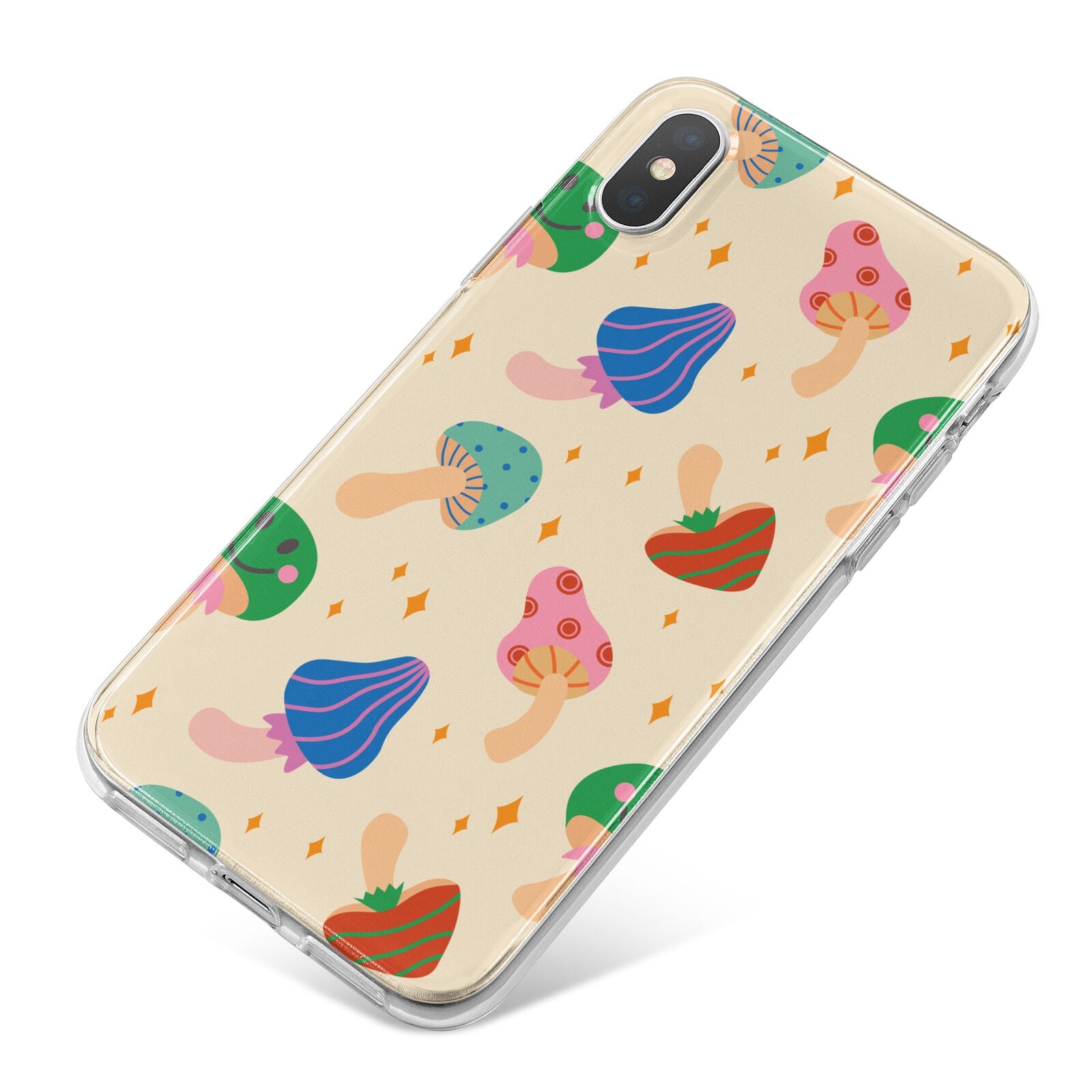 Retro Psychedelic Mushrooms iPhone X Bumper Case on Silver iPhone