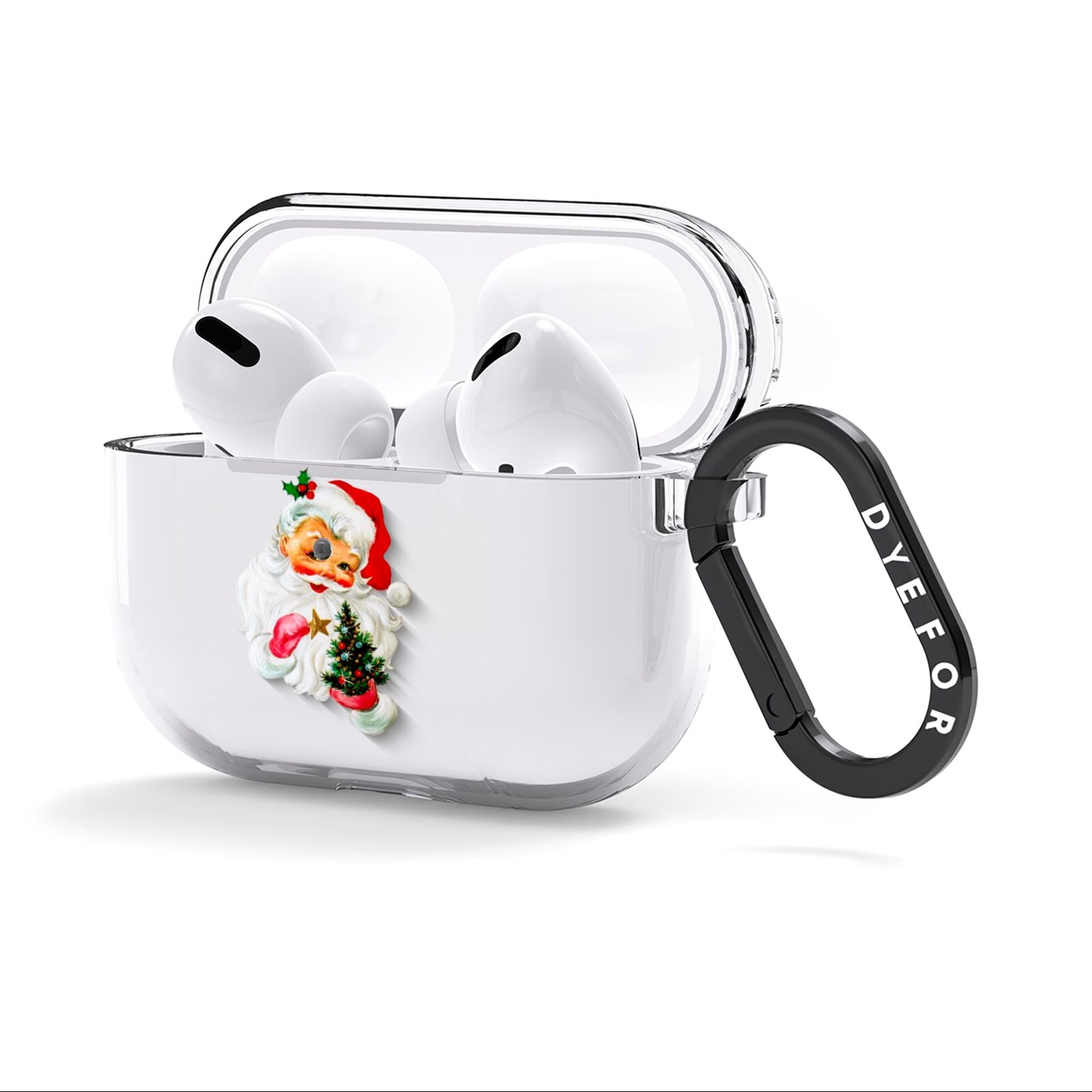 Retro Santa Face AirPods Clear Case 3rd Gen Side Image