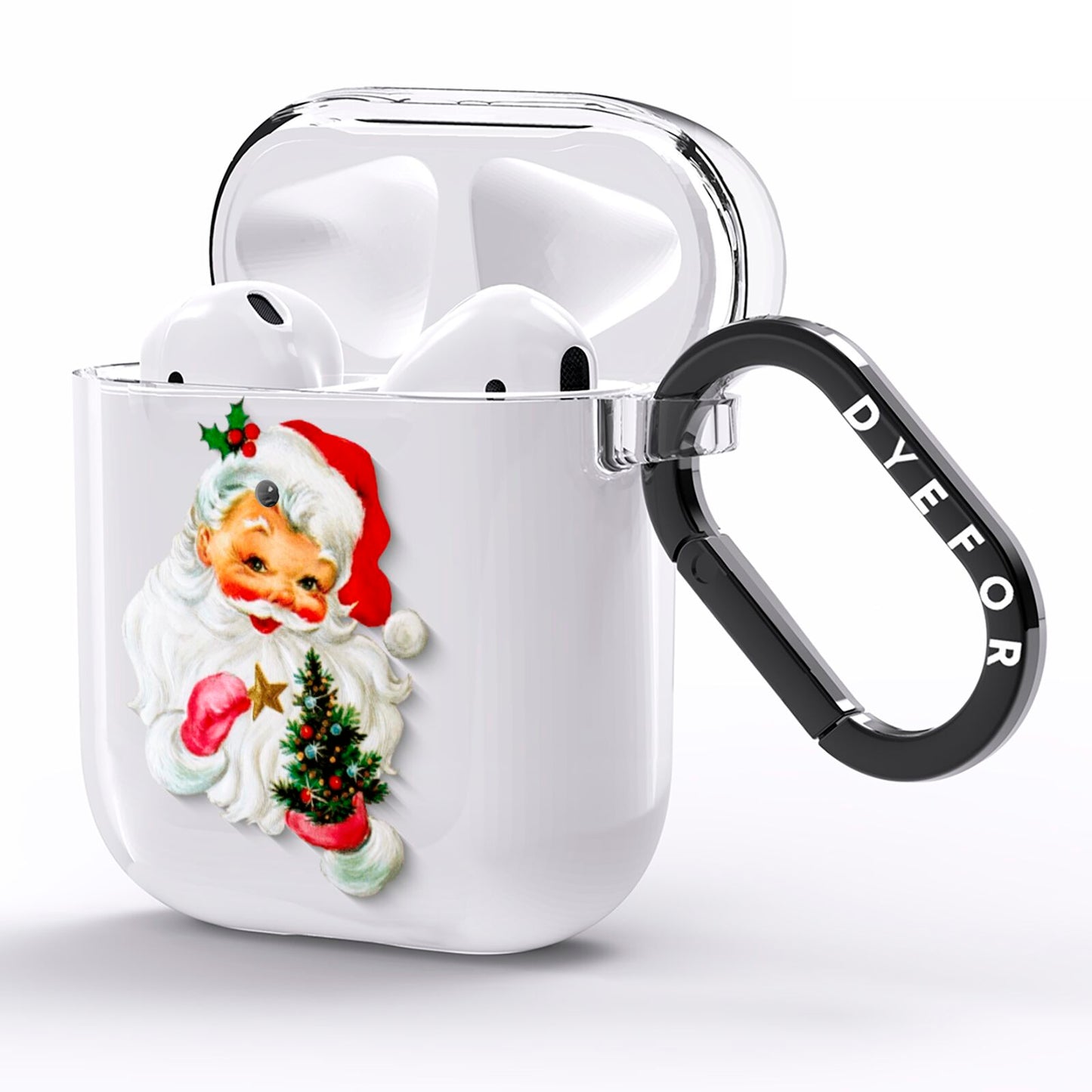 Retro Santa Face AirPods Clear Case Side Image