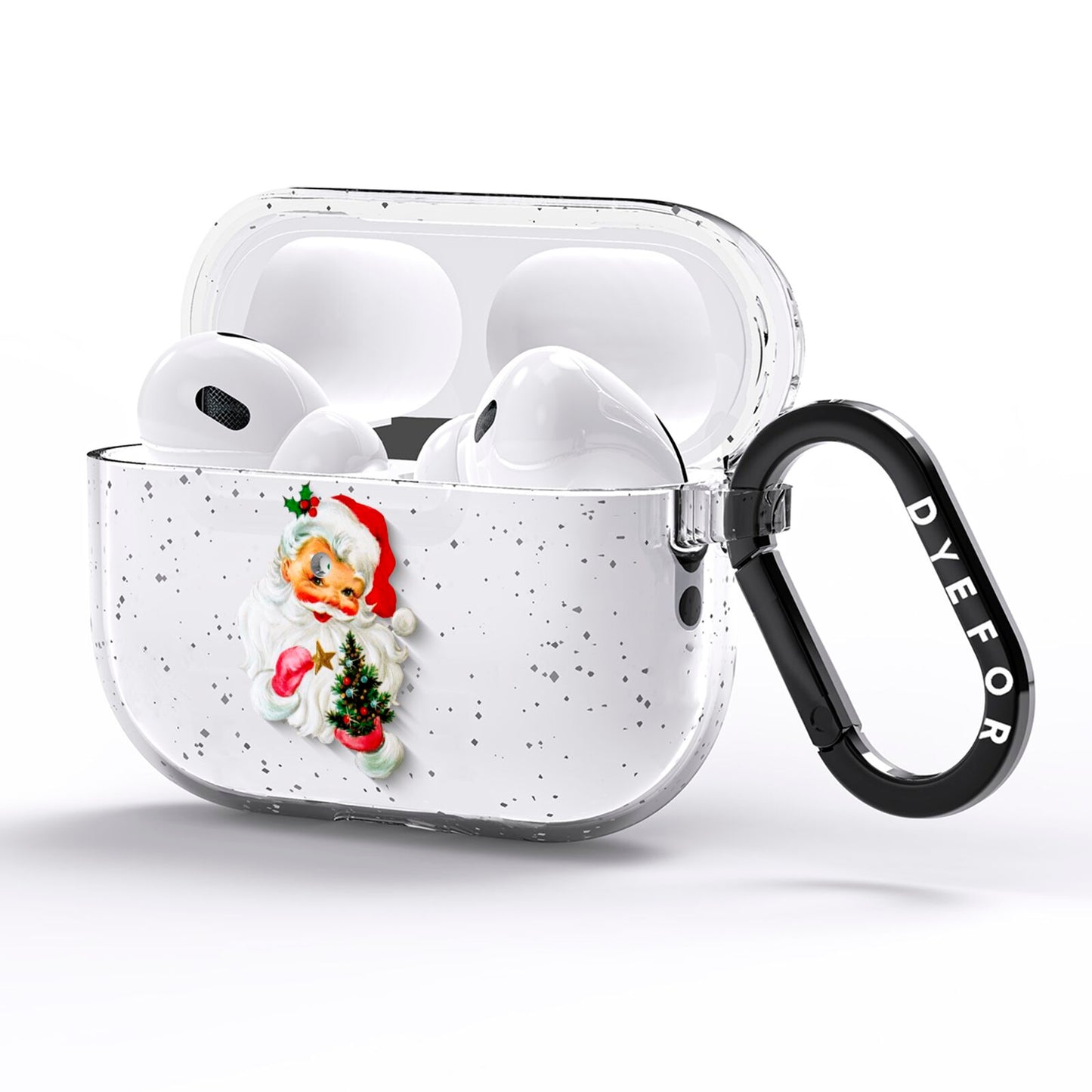 Retro Santa Face AirPods Pro Glitter Case Side Image