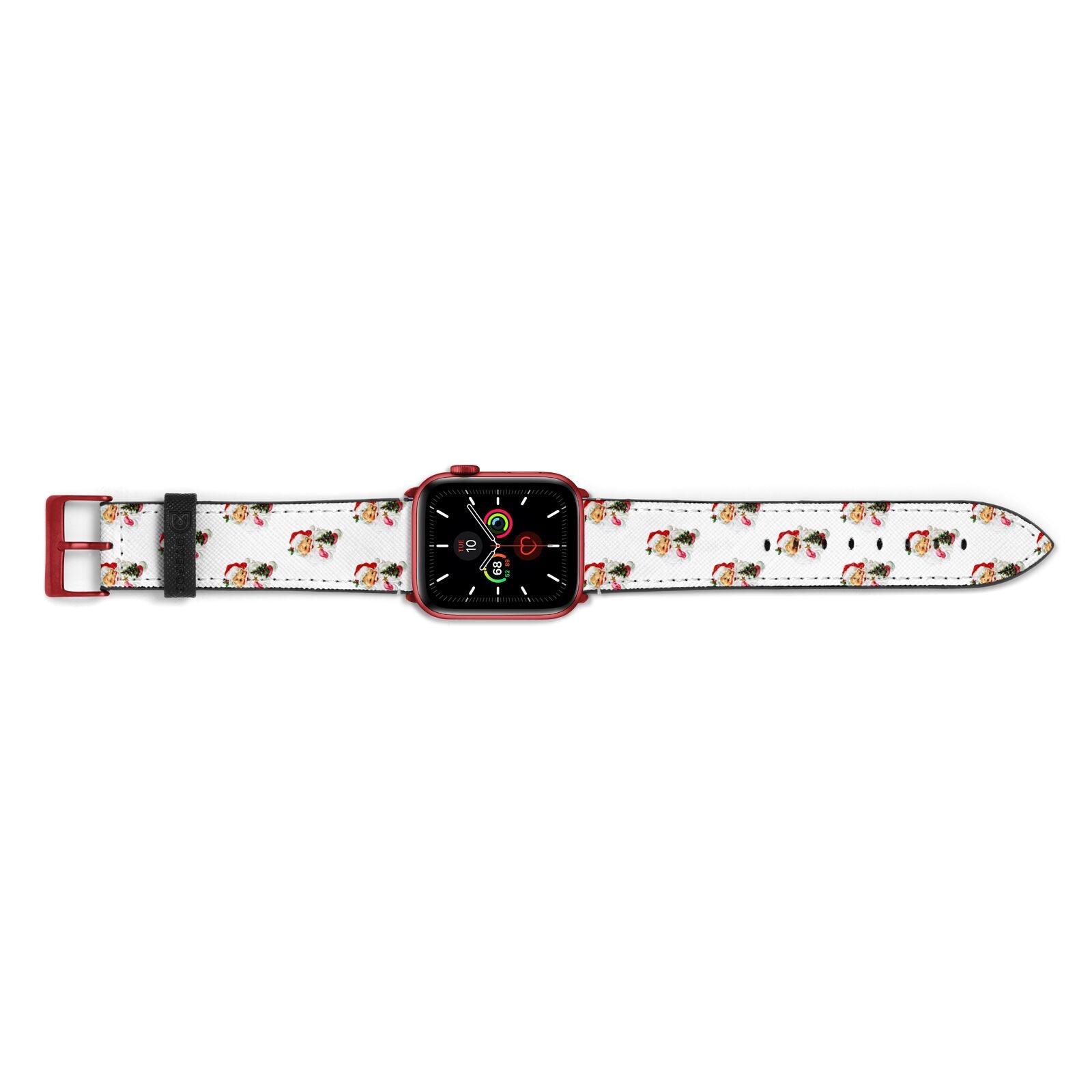 Retro Santa Face Apple Watch Strap Landscape Image Red Hardware