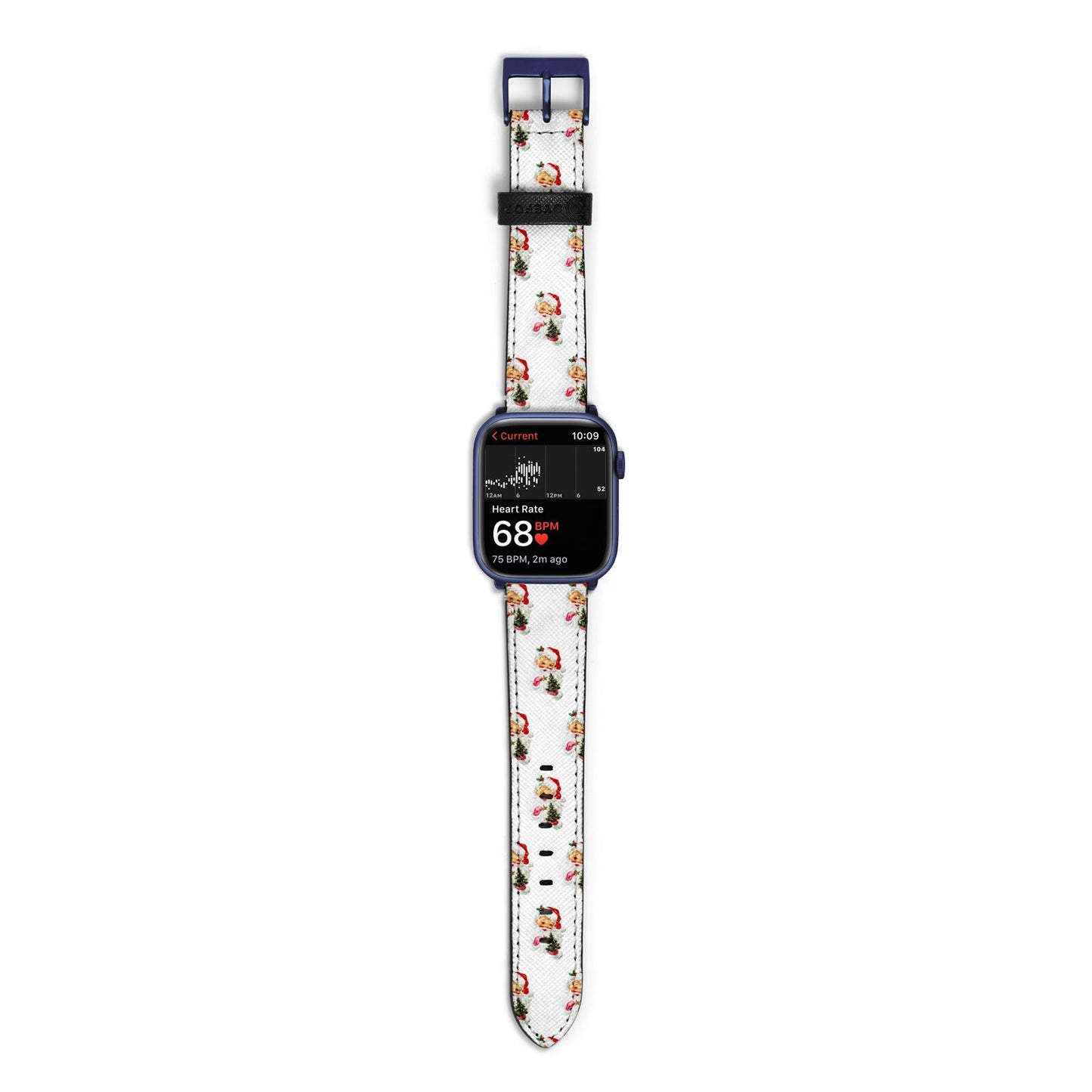 Retro Santa Face Apple Watch Strap Size 38mm with Blue Hardware