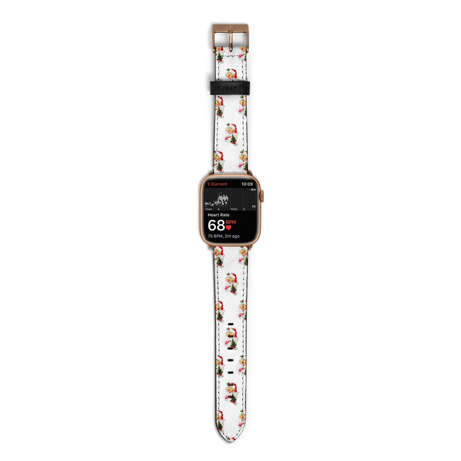 Retro Santa Face Apple Watch Strap Size 38mm with Gold Hardware