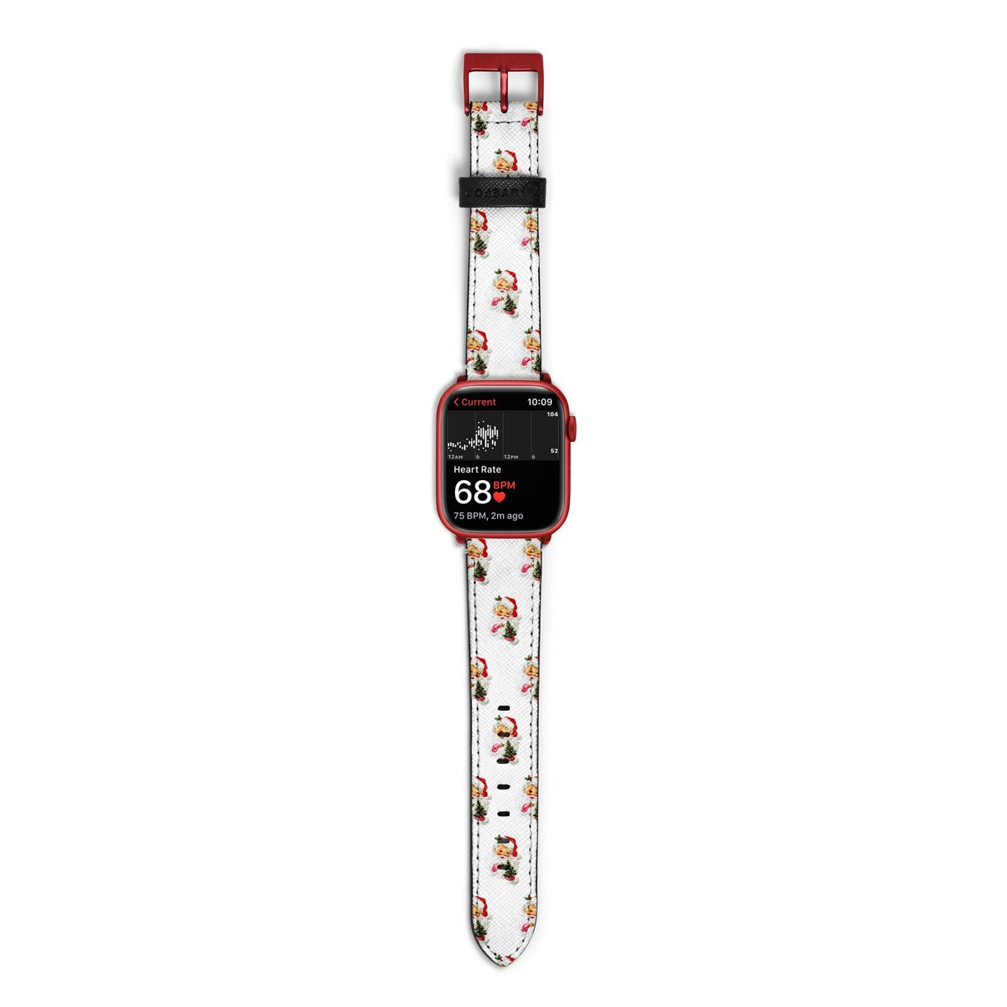 Retro Santa Face Apple Watch Strap Size 38mm with Red Hardware