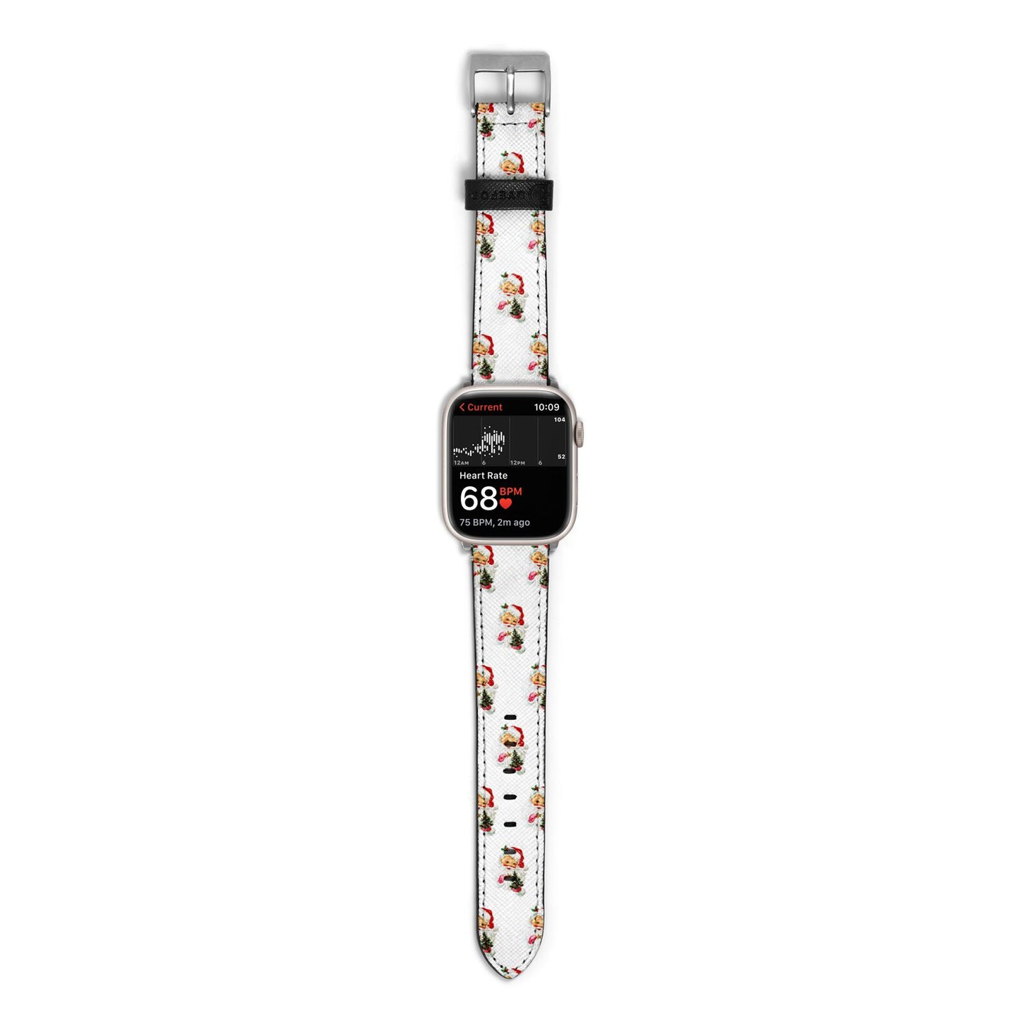 Retro Santa Face Apple Watch Strap Size 38mm with Silver Hardware