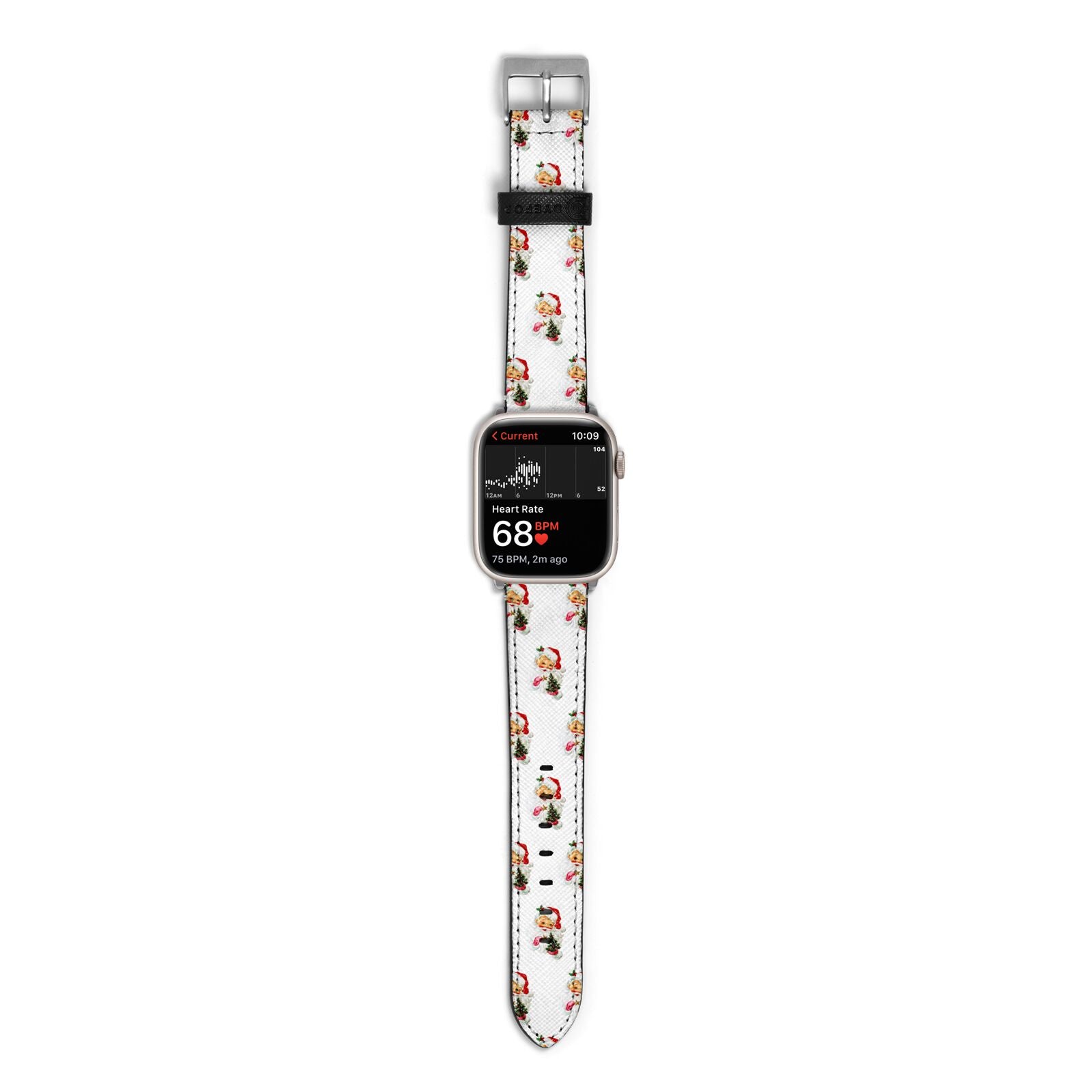 Retro Santa Face Apple Watch Strap Size 38mm with Silver Hardware