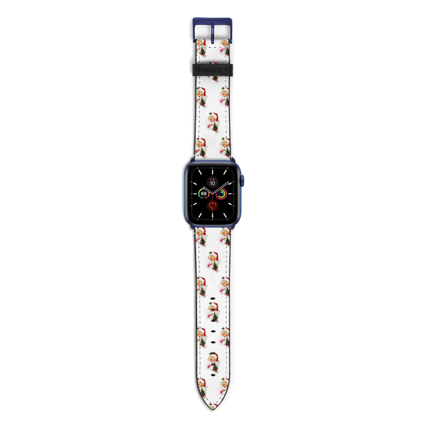 Retro Santa Face Apple Watch Strap with Blue Hardware