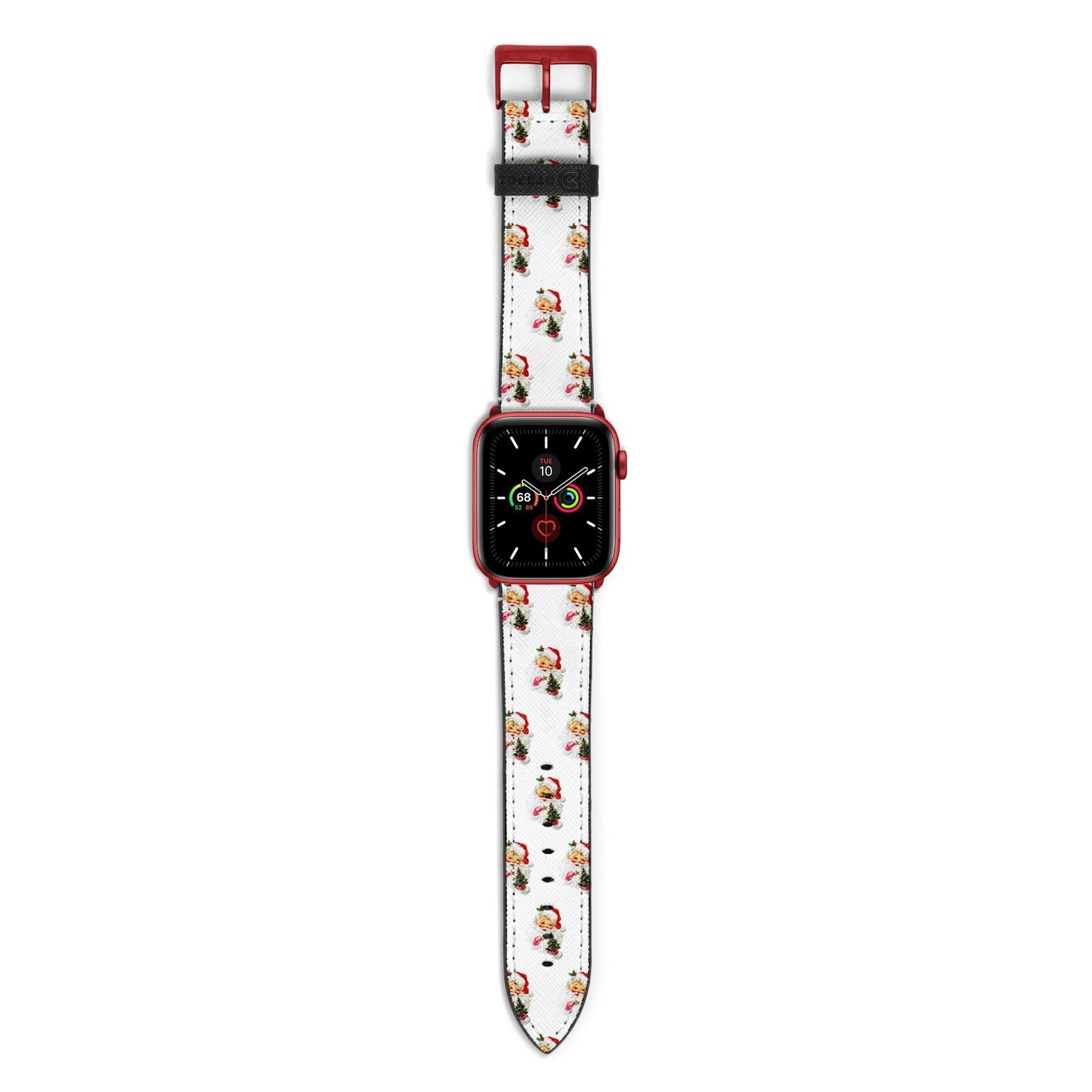 Retro Santa Face Apple Watch Strap with Red Hardware