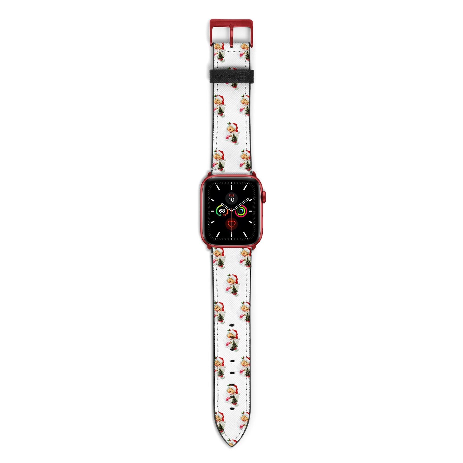 Retro Santa Face Apple Watch Strap with Red Hardware