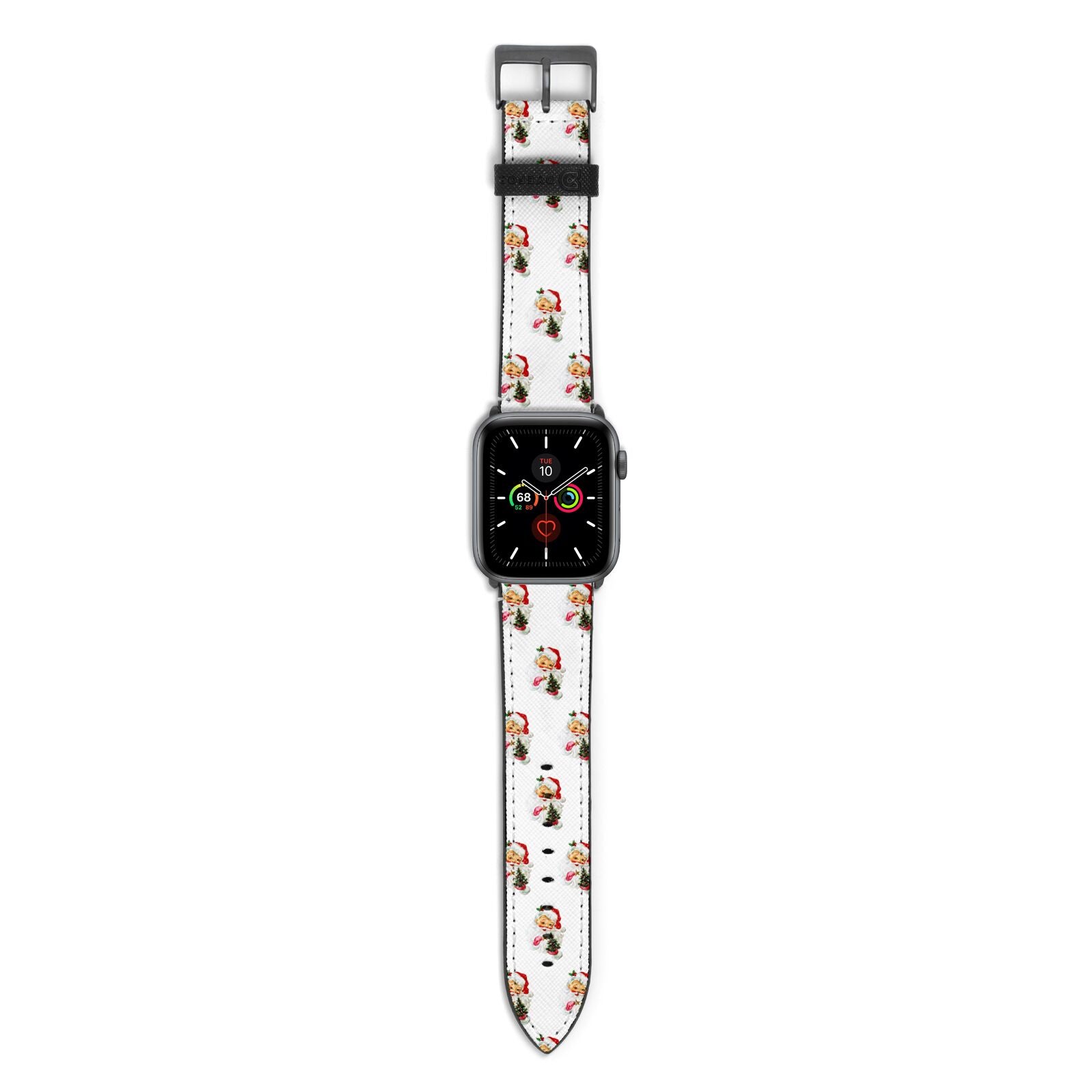 Retro Santa Face Apple Watch Strap with Space Grey Hardware