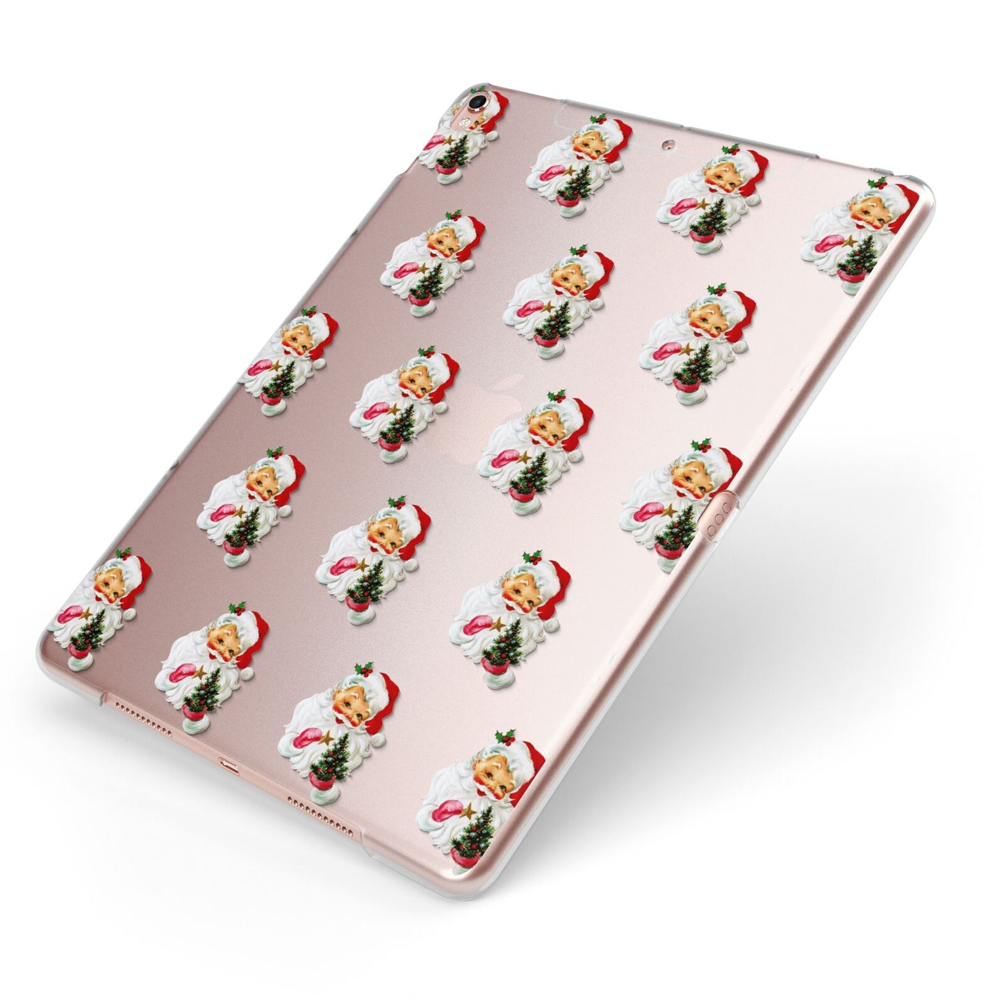 Retro Santa Face Apple iPad Case on Rose Gold iPad Side View