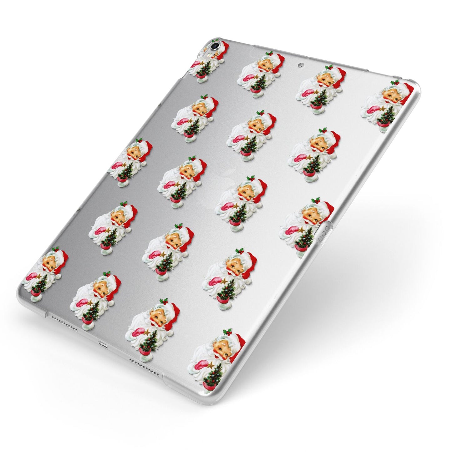 Retro Santa Face Apple iPad Case on Silver iPad Side View