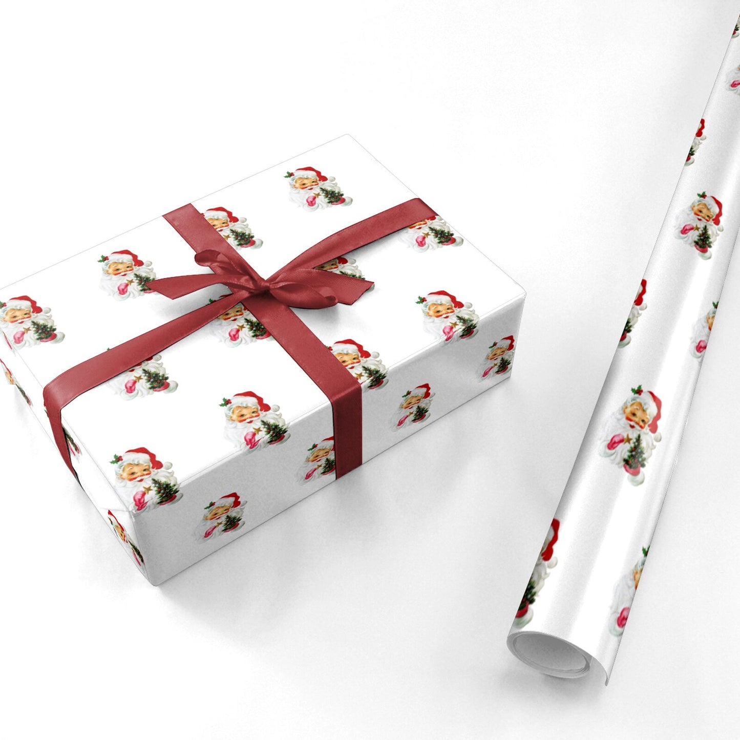 Retro Santa Face Personalised Wrapping Paper