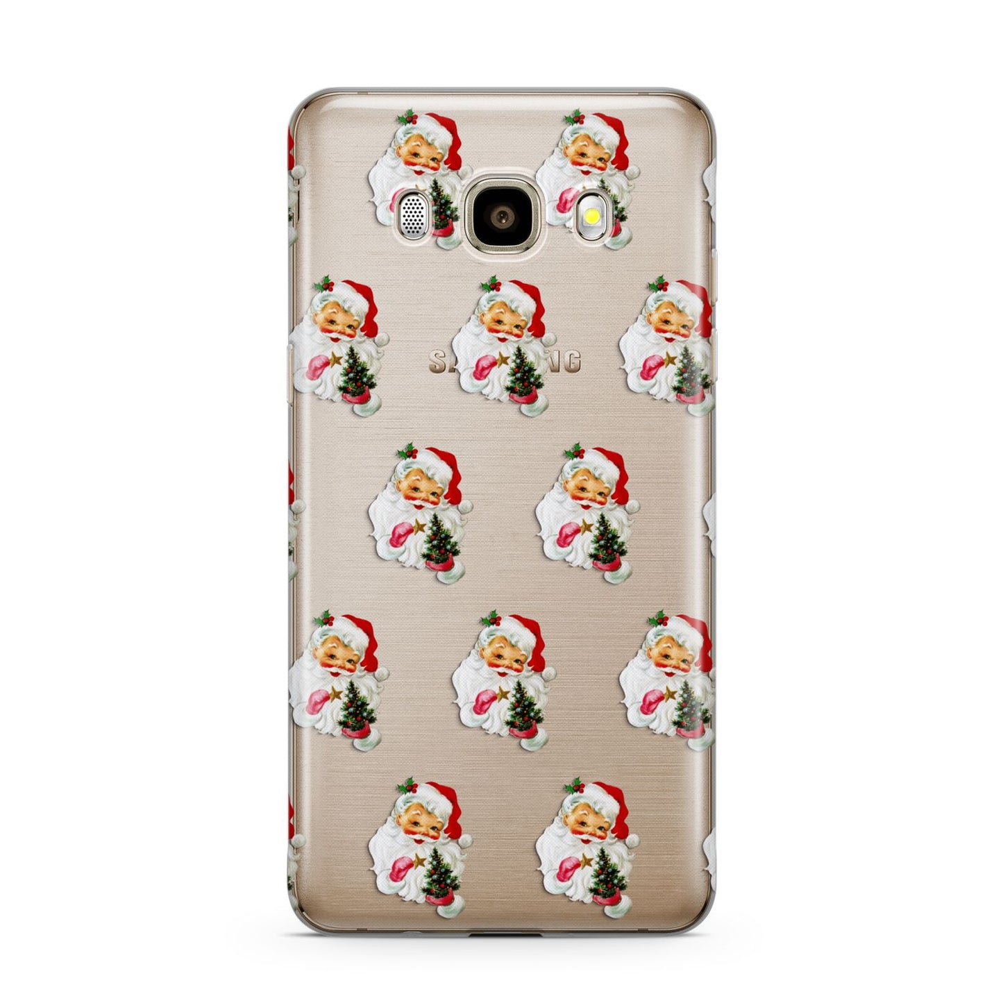 Retro Santa Face Samsung Galaxy J7 2016 Case on gold phone