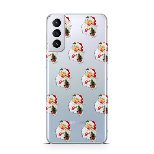 Retro Santa Face Samsung S21 Plus Phone Case