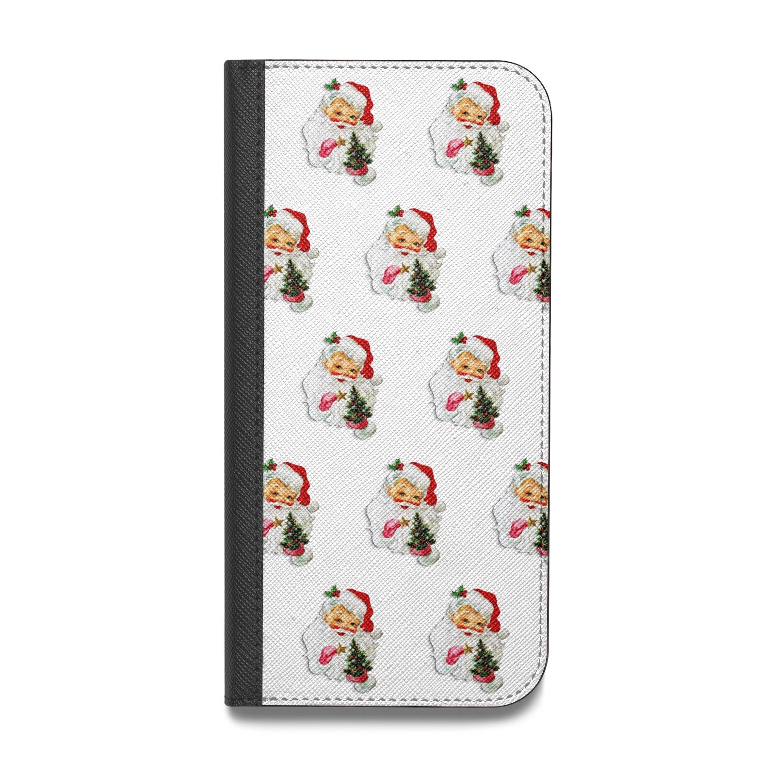 Retro Santa Face Vegan Leather Flip iPhone Case