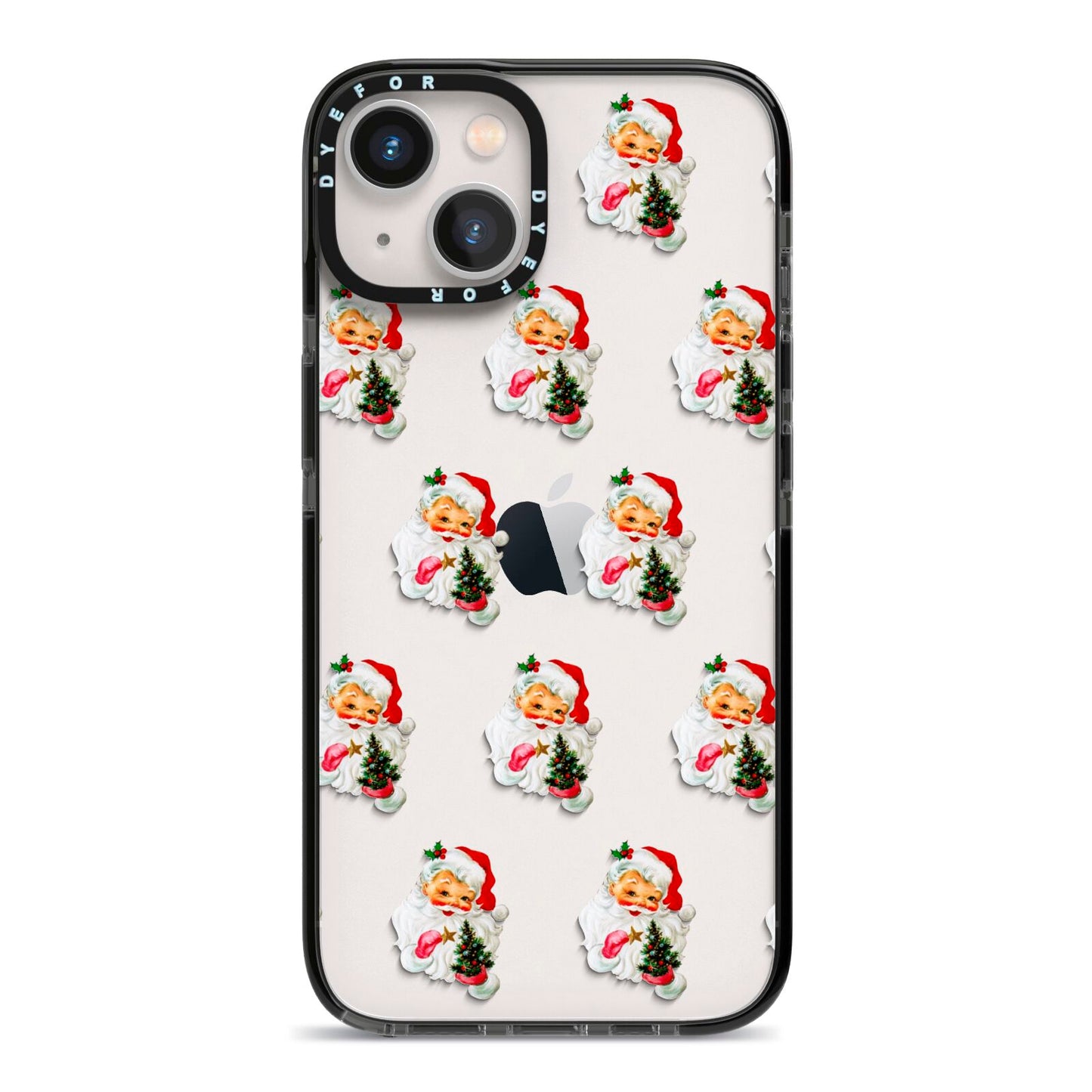 Retro Santa Face iPhone 13 Black Impact Case on Silver phone