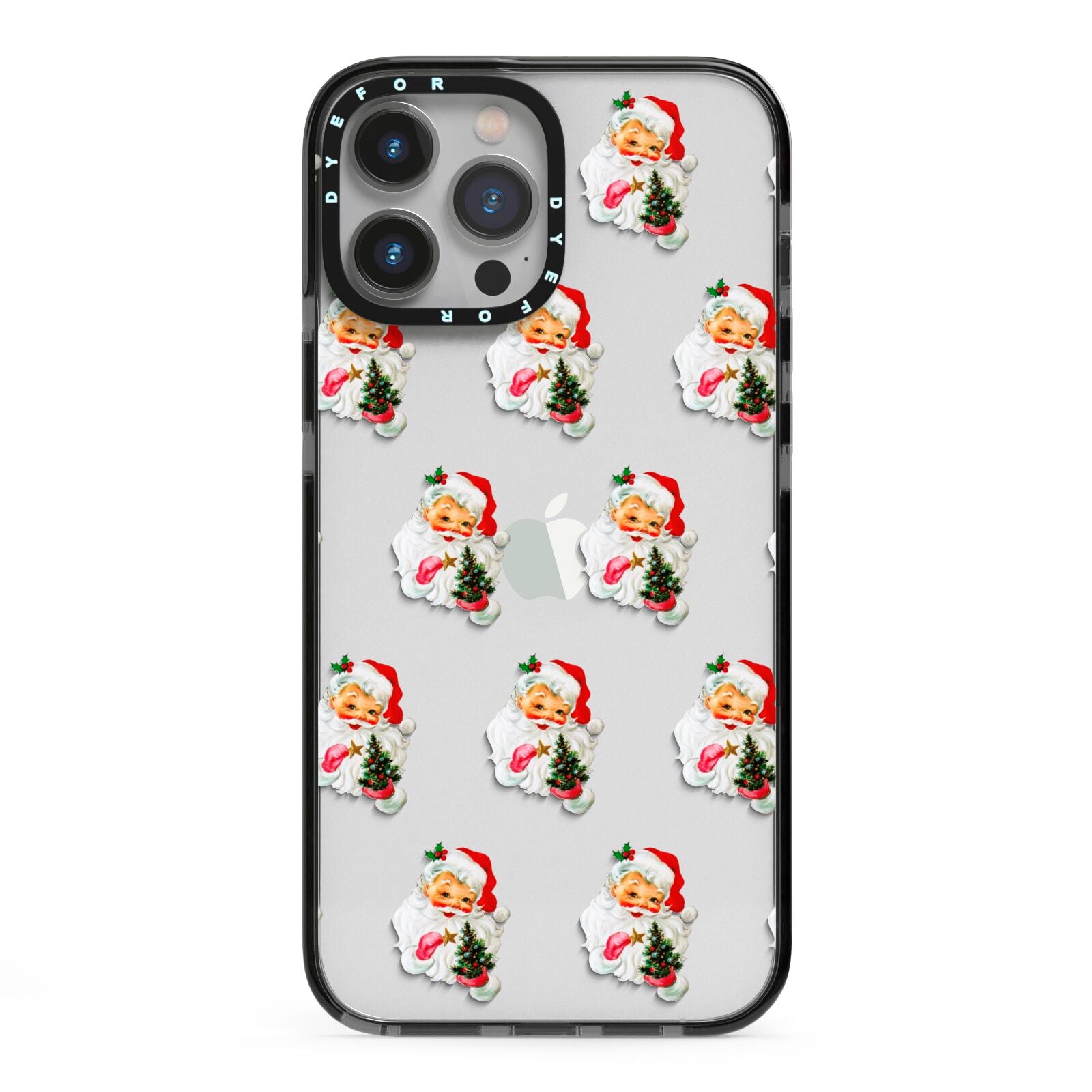 Retro Santa Face iPhone 13 Pro Max Black Impact Case on Silver phone