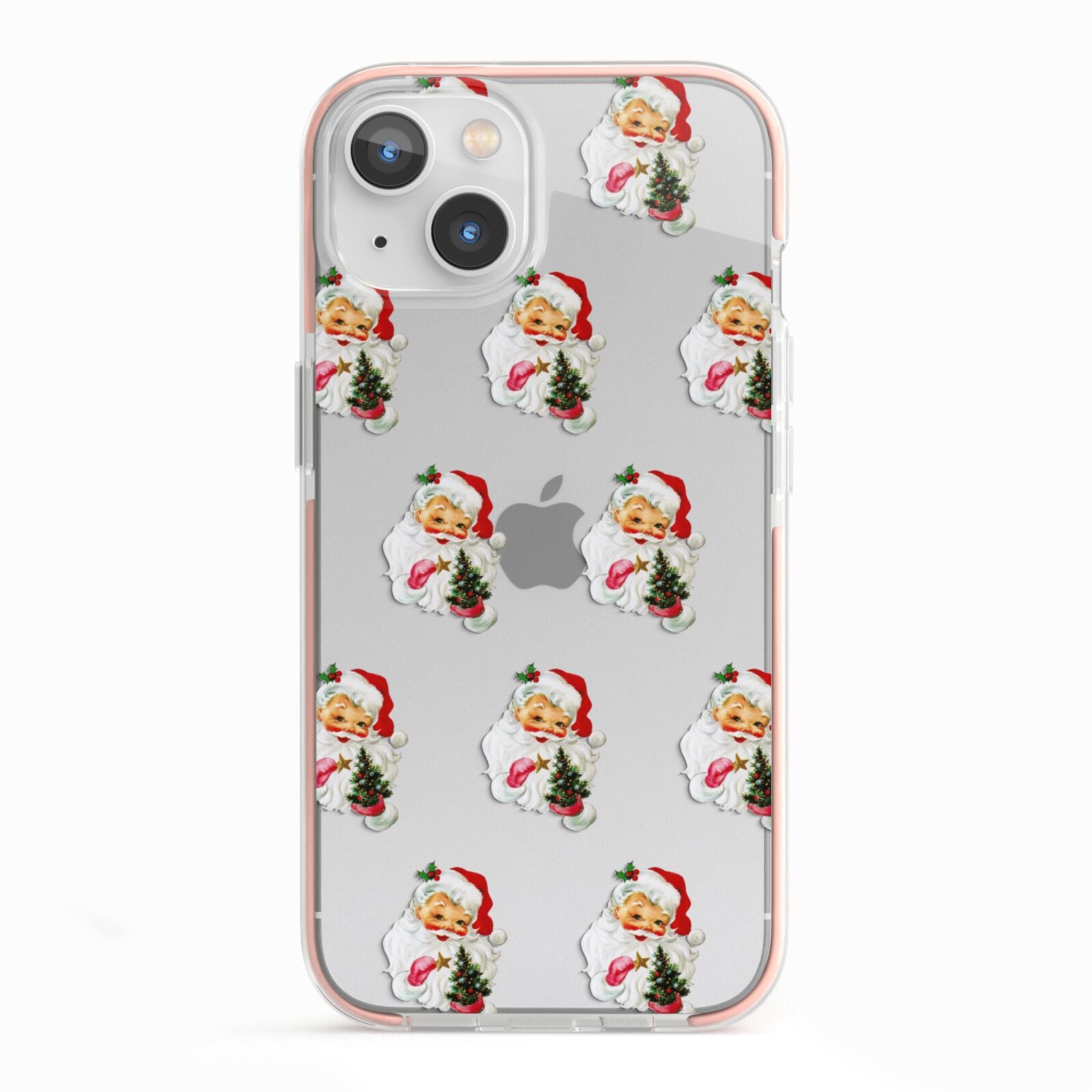 Retro Santa Face iPhone 13 TPU Impact Case with Pink Edges