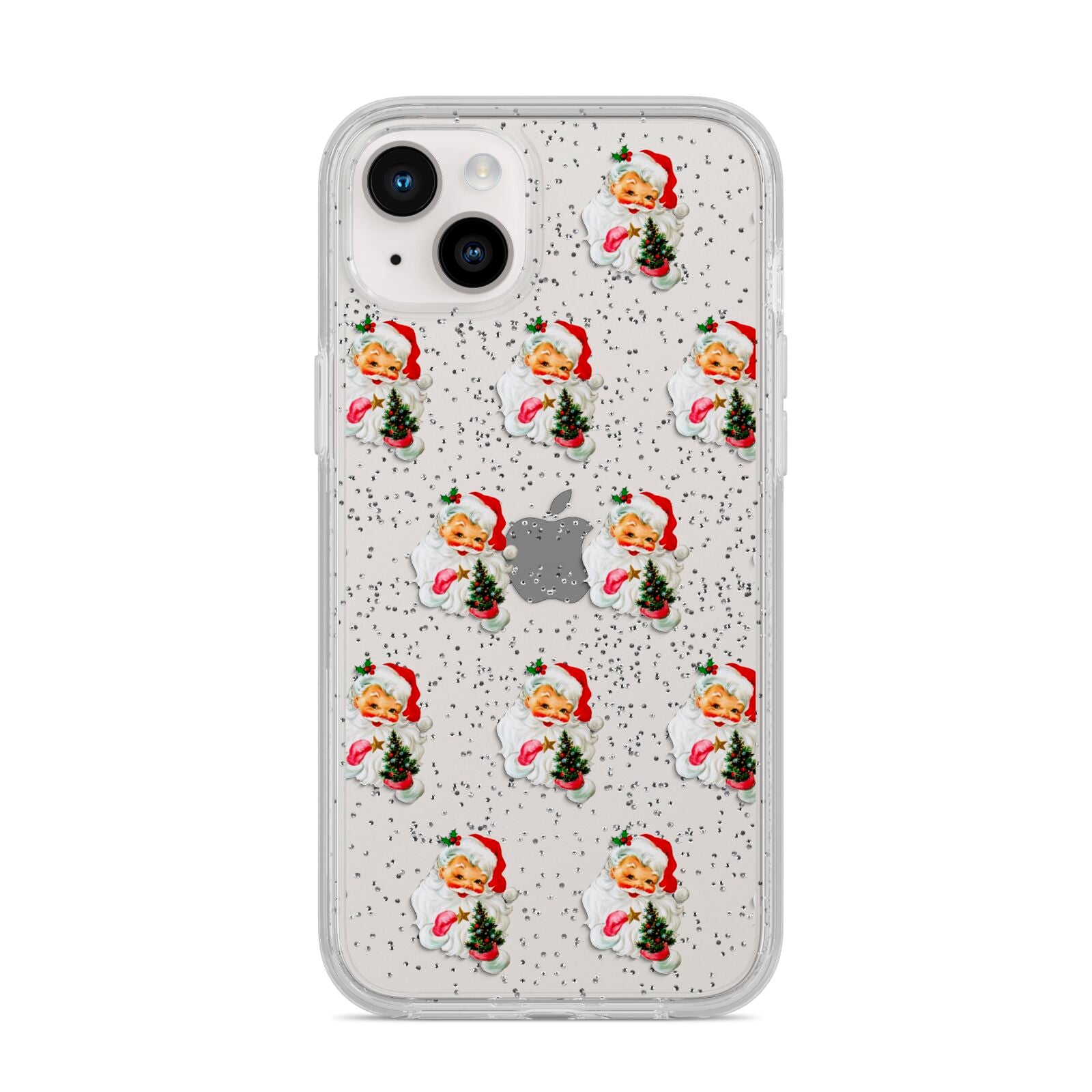 Retro Santa Face iPhone 14 Plus Glitter Tough Case Starlight