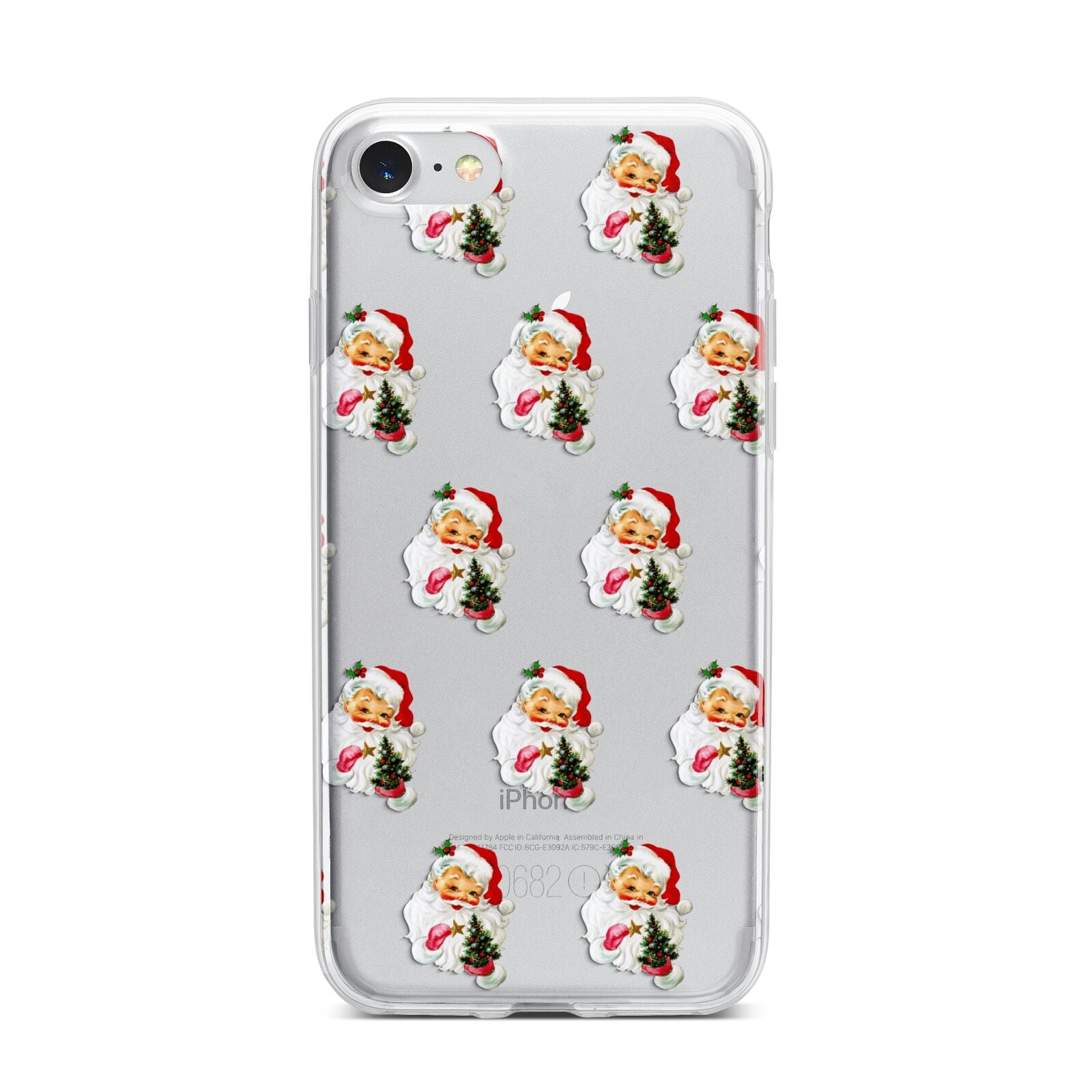 Retro Santa Face iPhone 7 Bumper Case on Silver iPhone