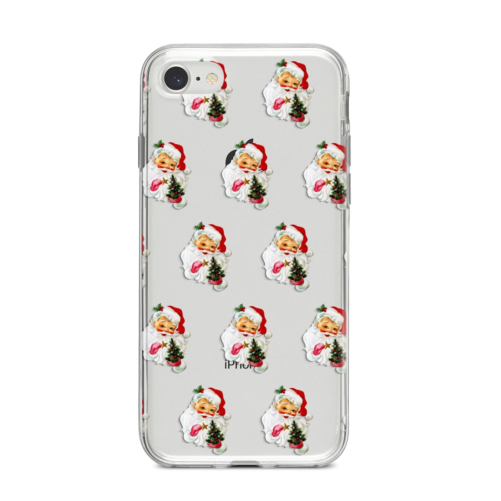 Retro Santa Face iPhone 8 Bumper Case on Silver iPhone