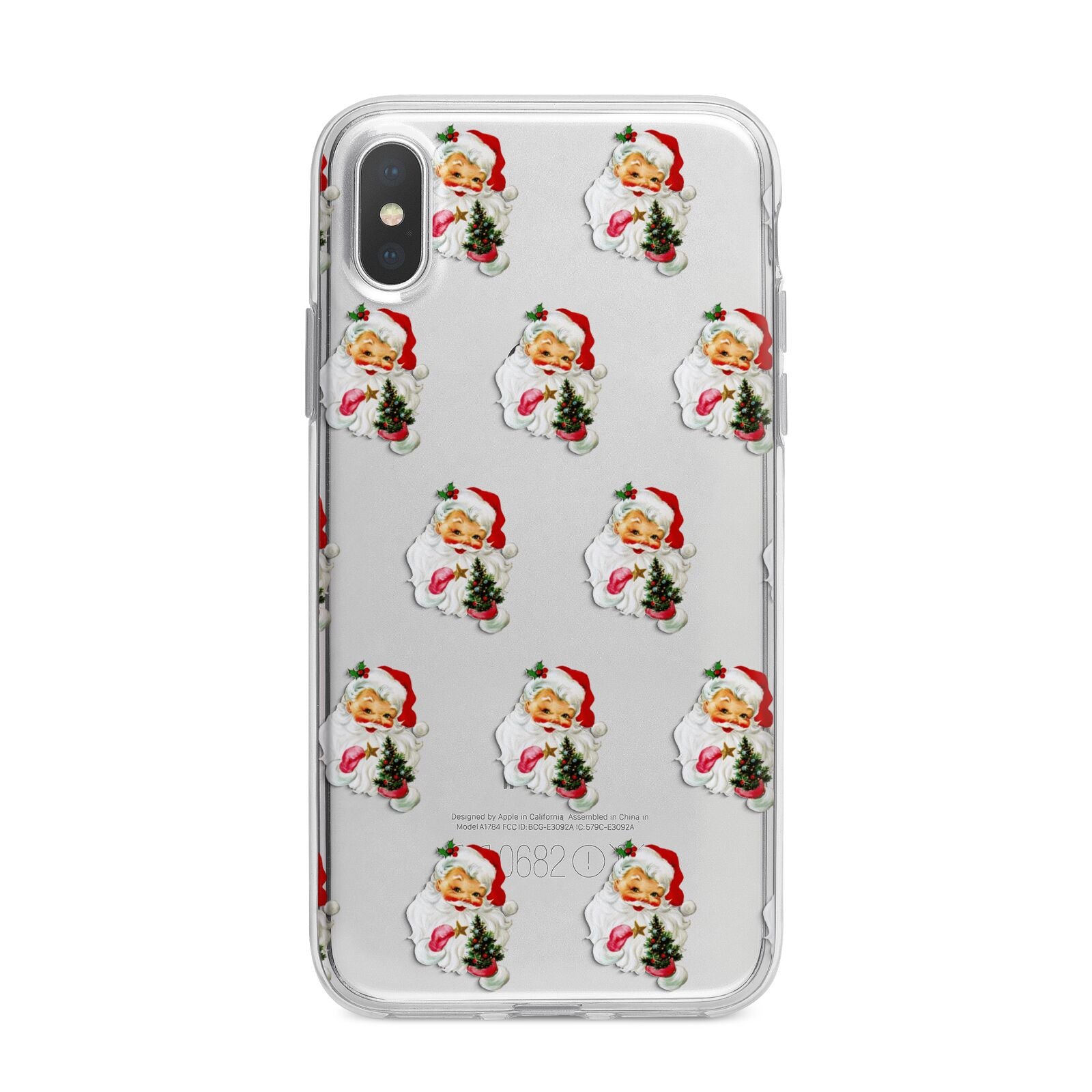 Retro Santa Face iPhone X Bumper Case on Silver iPhone Alternative Image 1