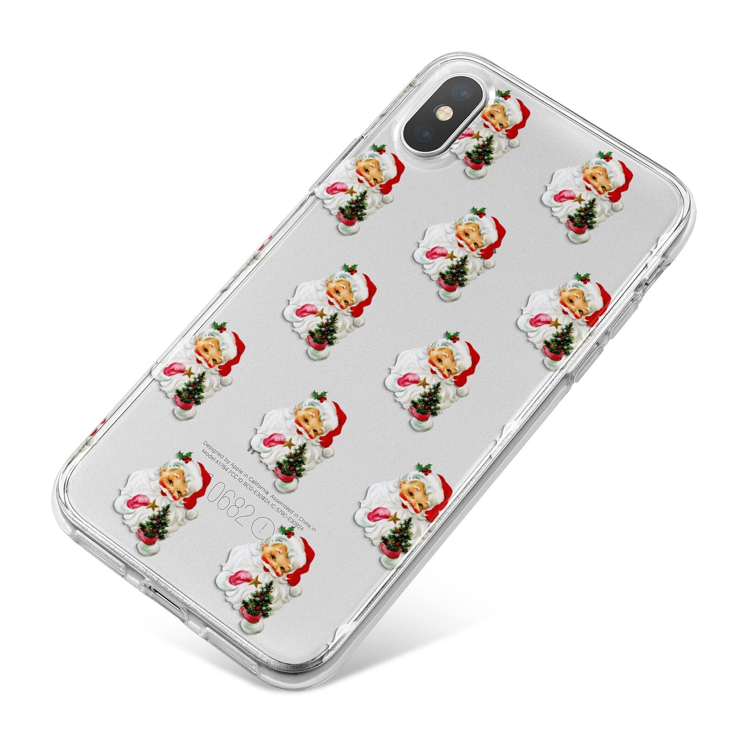 Retro Santa Face iPhone X Bumper Case on Silver iPhone