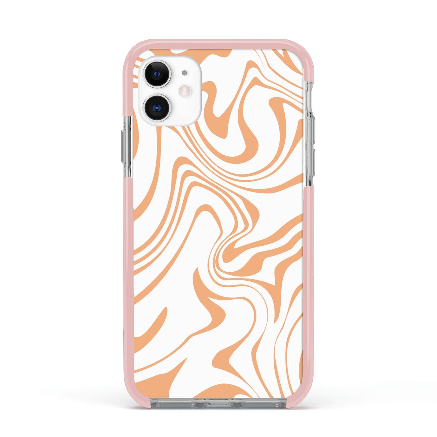 Retro Swirl Apple iPhone 11 in White with Pink Impact Case