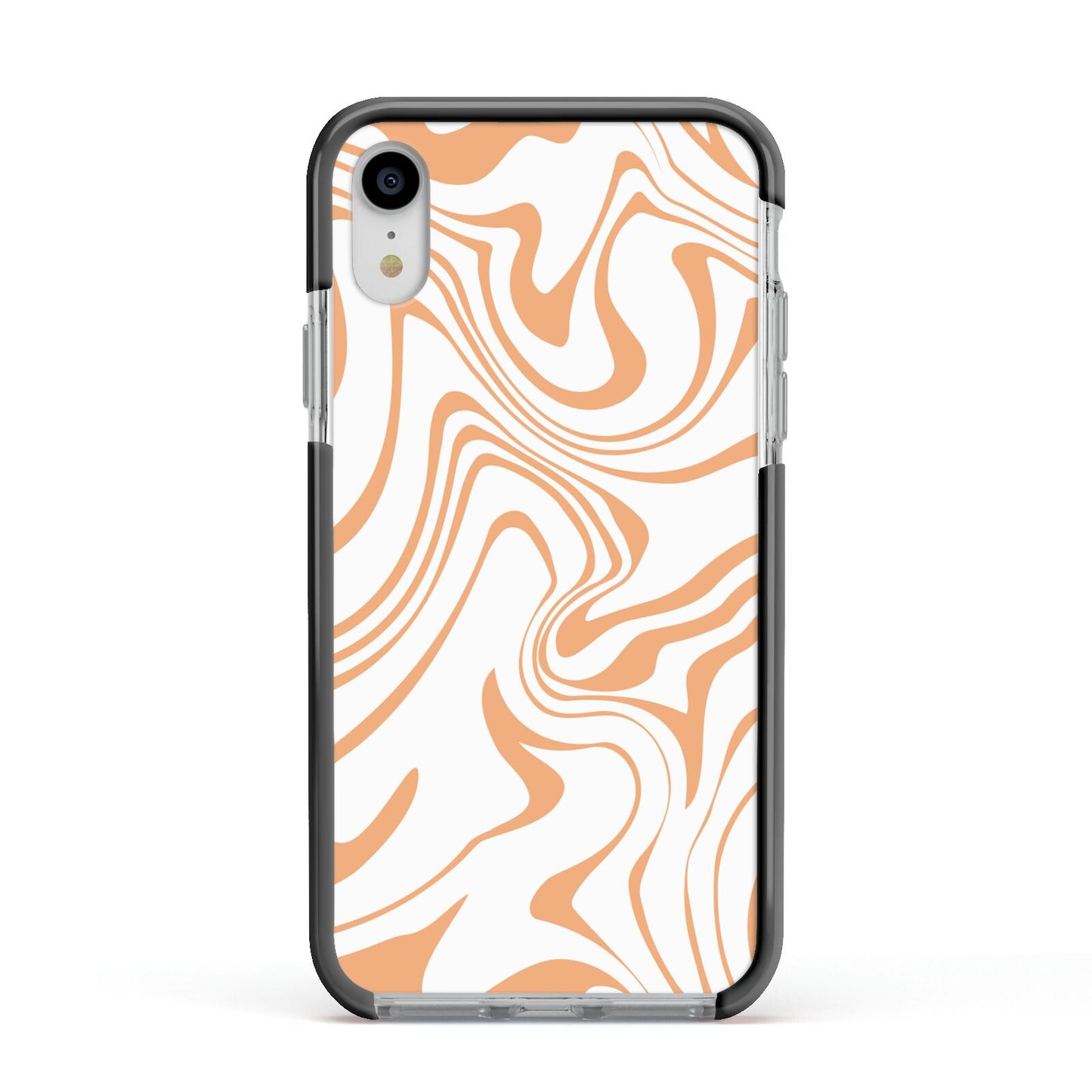 Retro Swirl Apple iPhone XR Impact Case Black Edge on Silver Phone