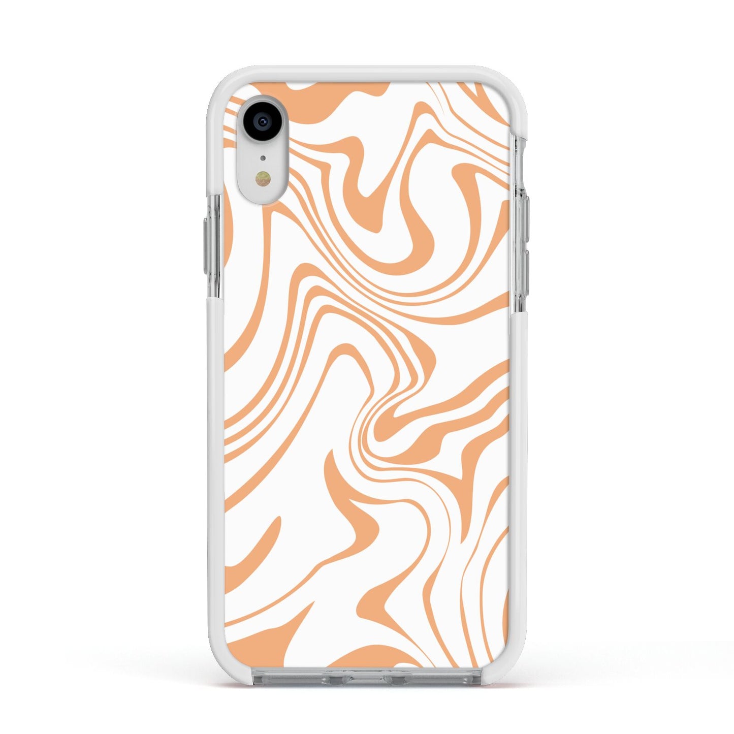 Retro Swirl Apple iPhone XR Impact Case White Edge on Silver Phone