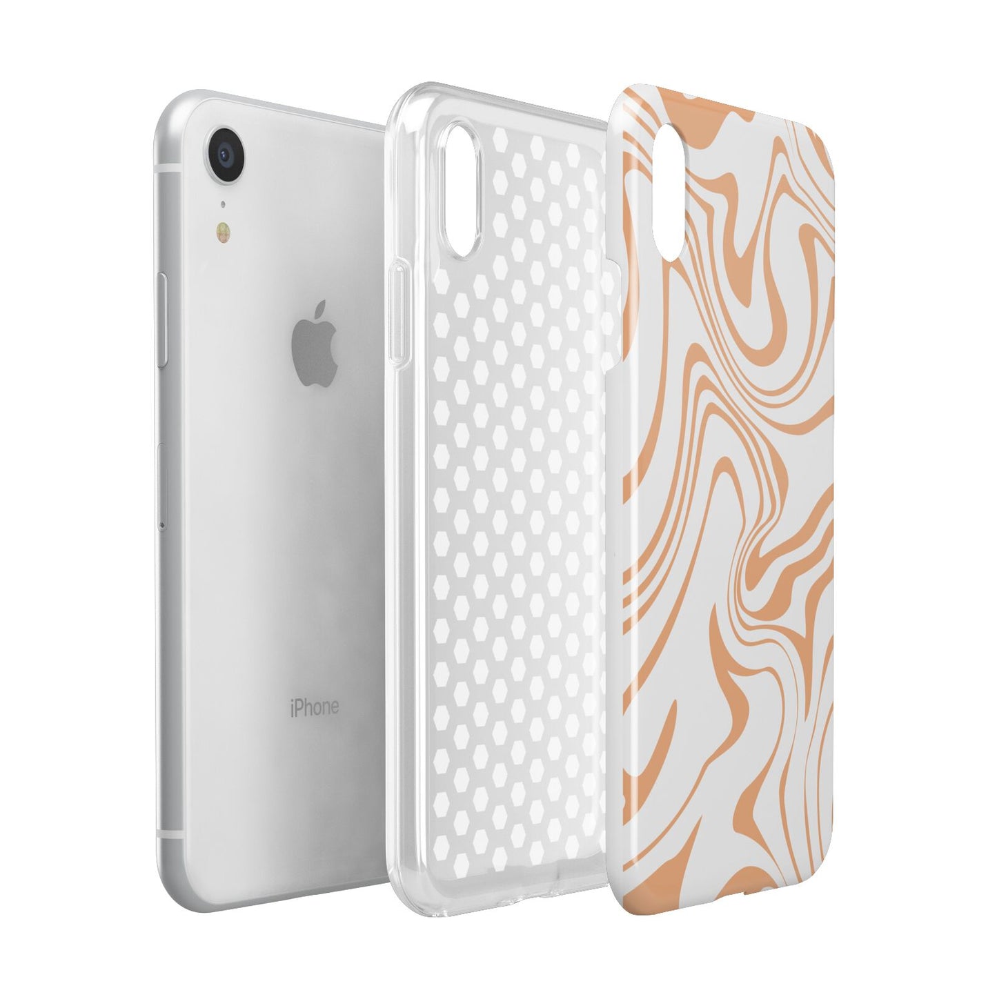 Retro Swirl Apple iPhone XR White 3D Tough Case Expanded view