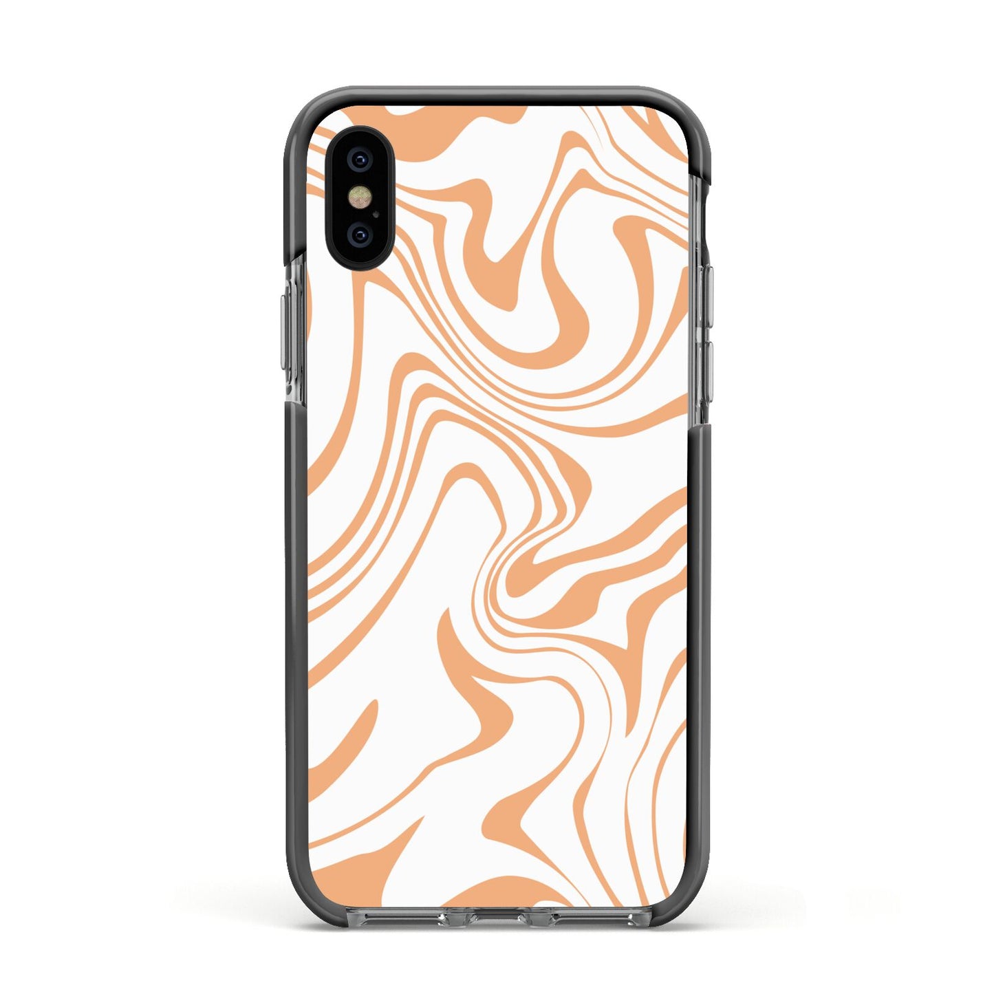 Retro Swirl Apple iPhone Xs Impact Case Black Edge on Black Phone