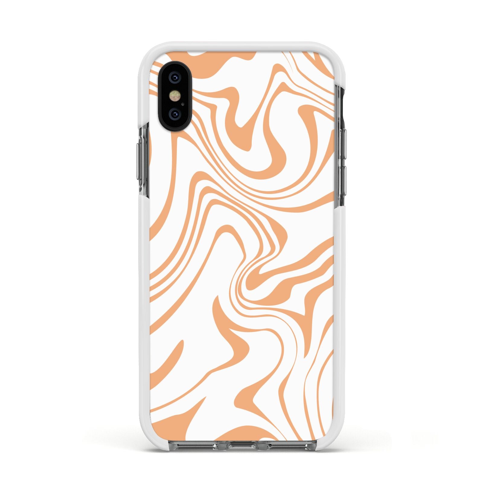 Retro Swirl Apple iPhone Xs Impact Case White Edge on Black Phone