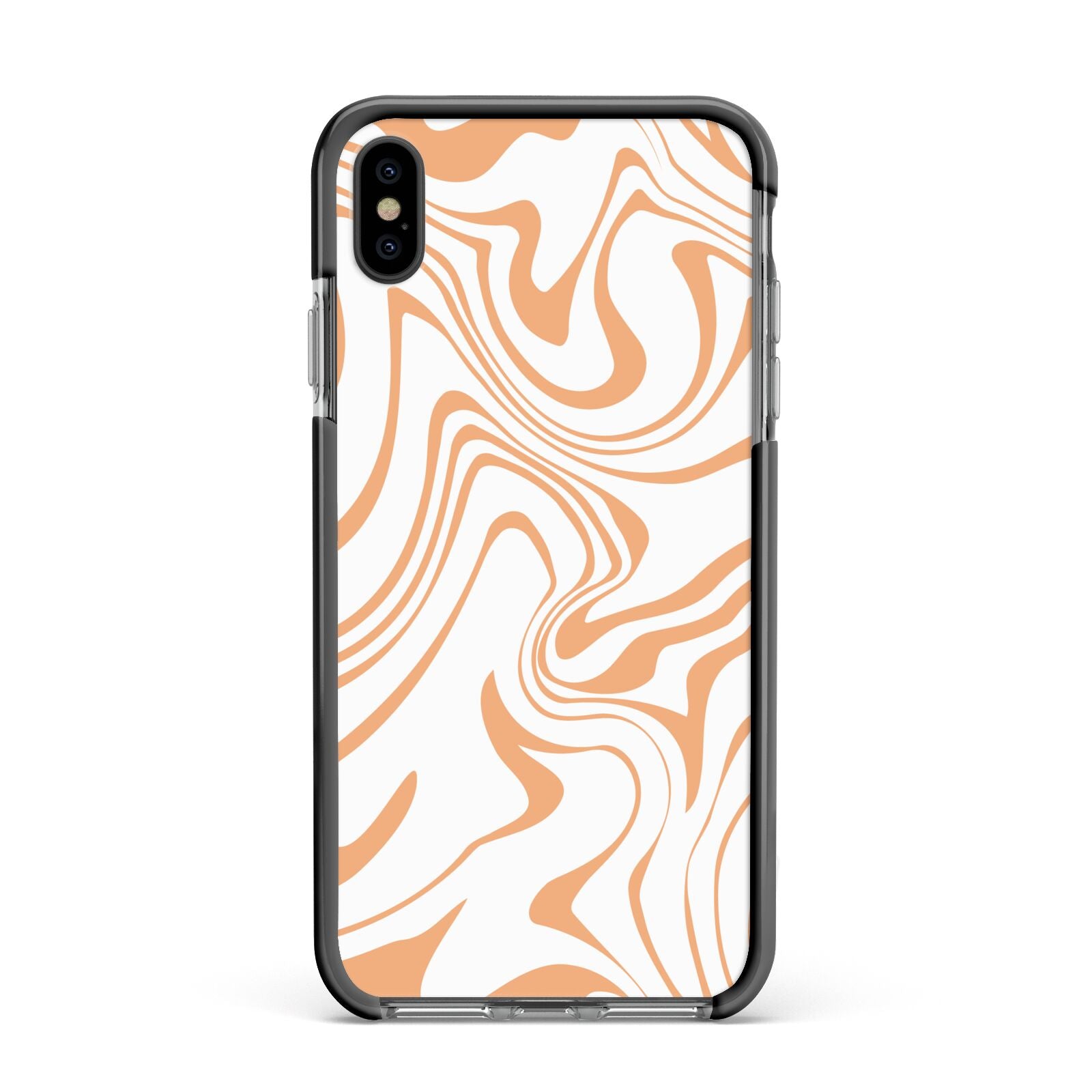 Retro Swirl Apple iPhone Xs Max Impact Case Black Edge on Black Phone