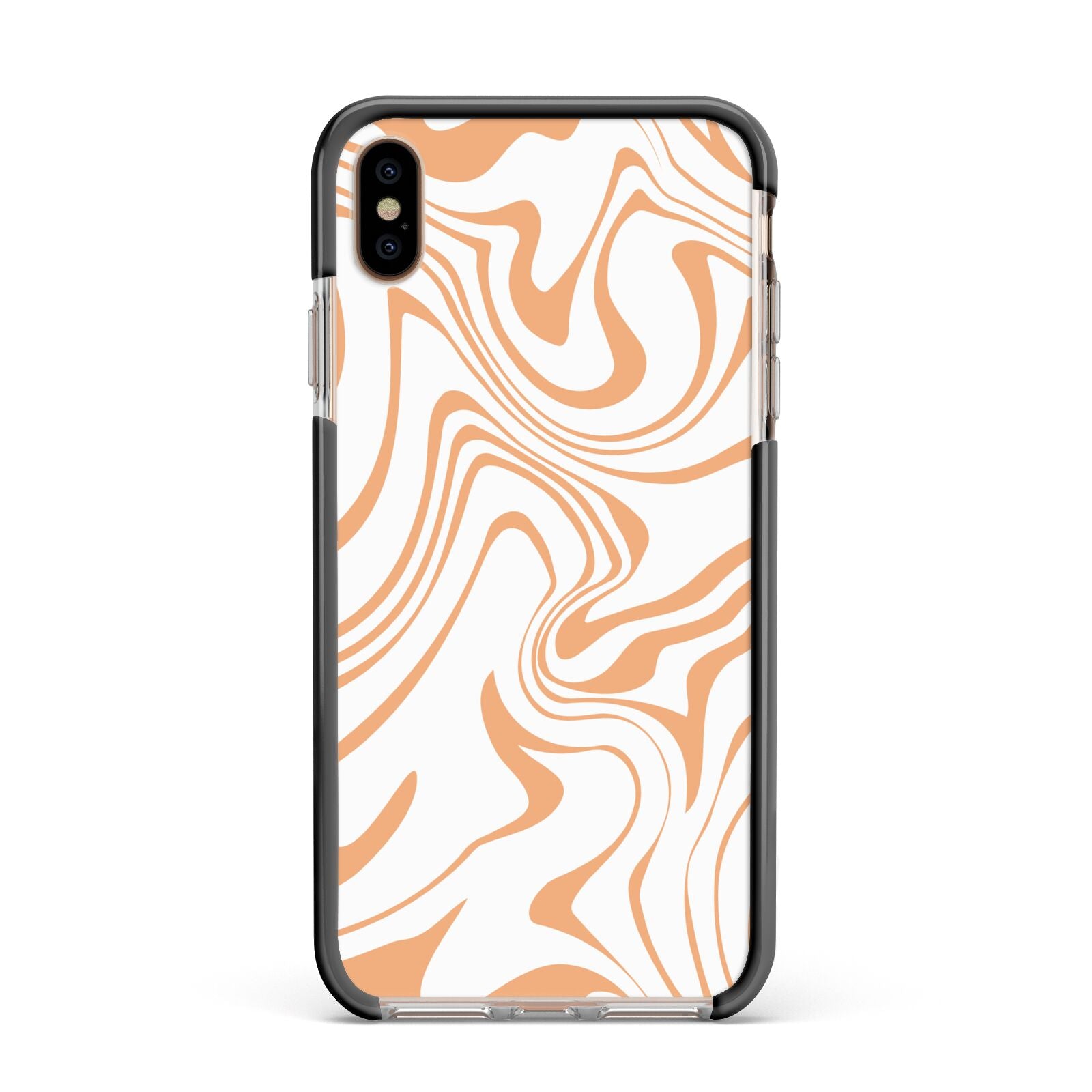 Retro Swirl Apple iPhone Xs Max Impact Case Black Edge on Gold Phone