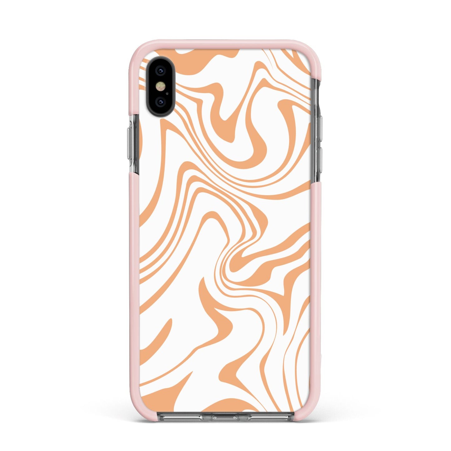 Retro Swirl Apple iPhone Xs Max Impact Case Pink Edge on Black Phone