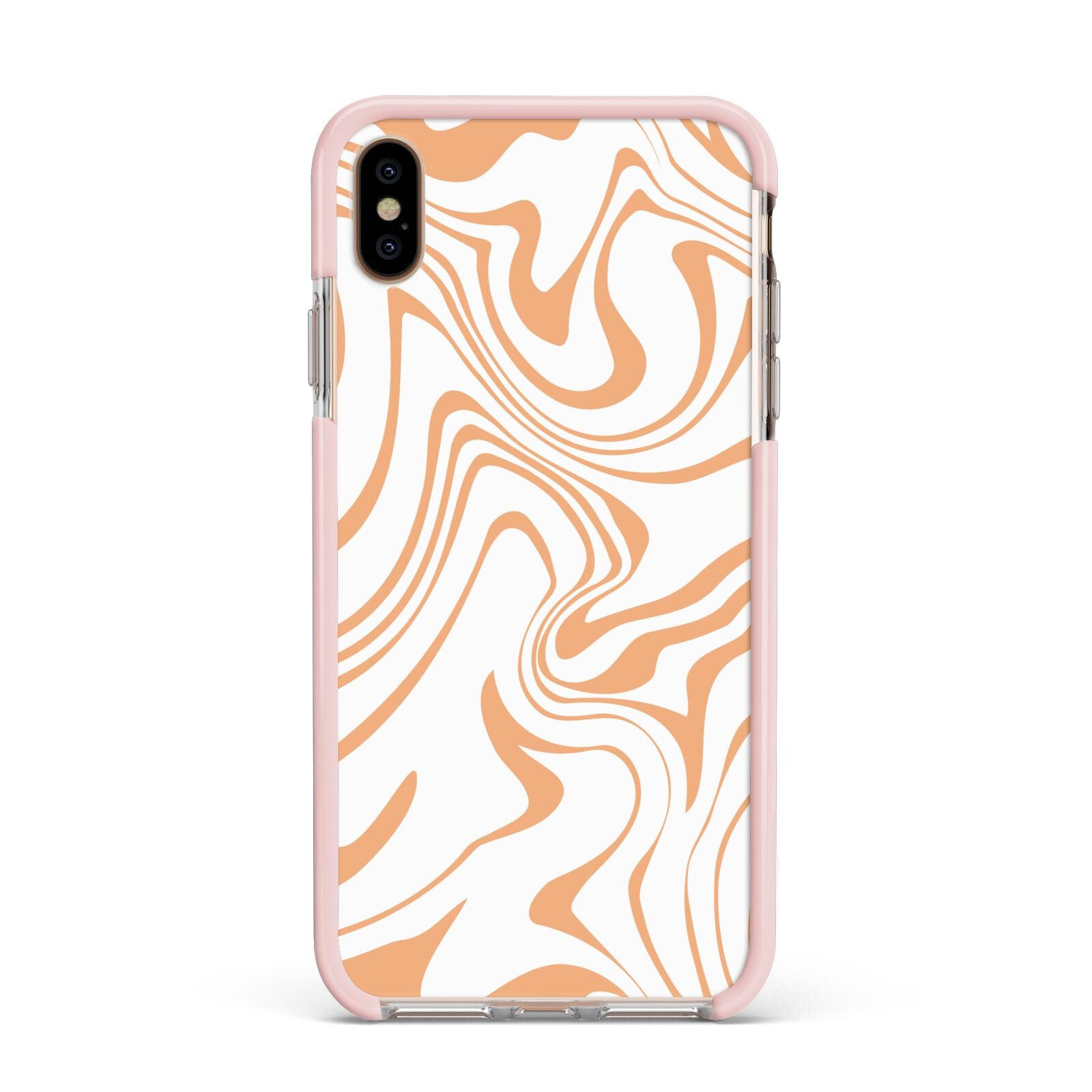 Retro Swirl Apple iPhone Xs Max Impact Case Pink Edge on Gold Phone