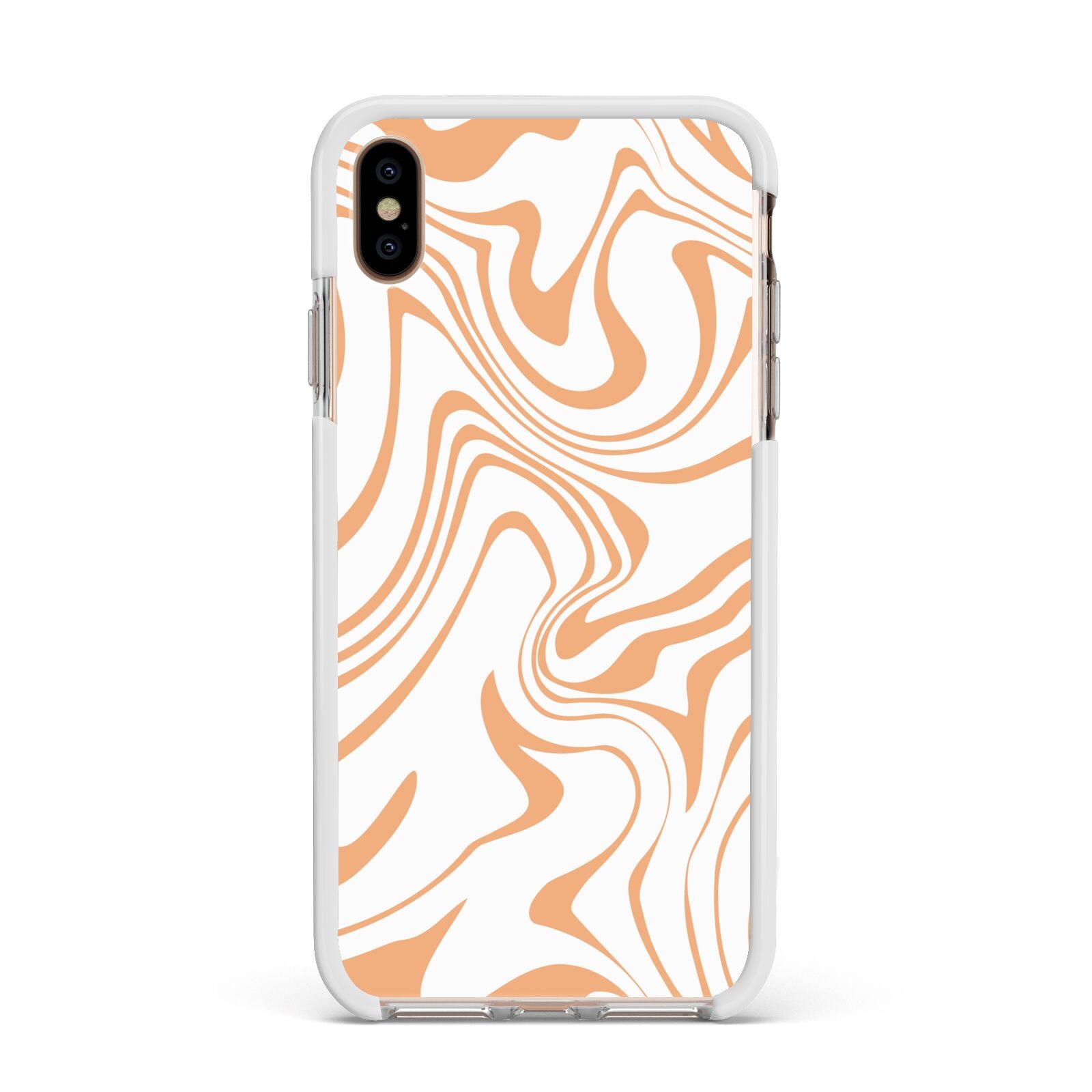 Retro Swirl Apple iPhone Xs Max Impact Case White Edge on Gold Phone