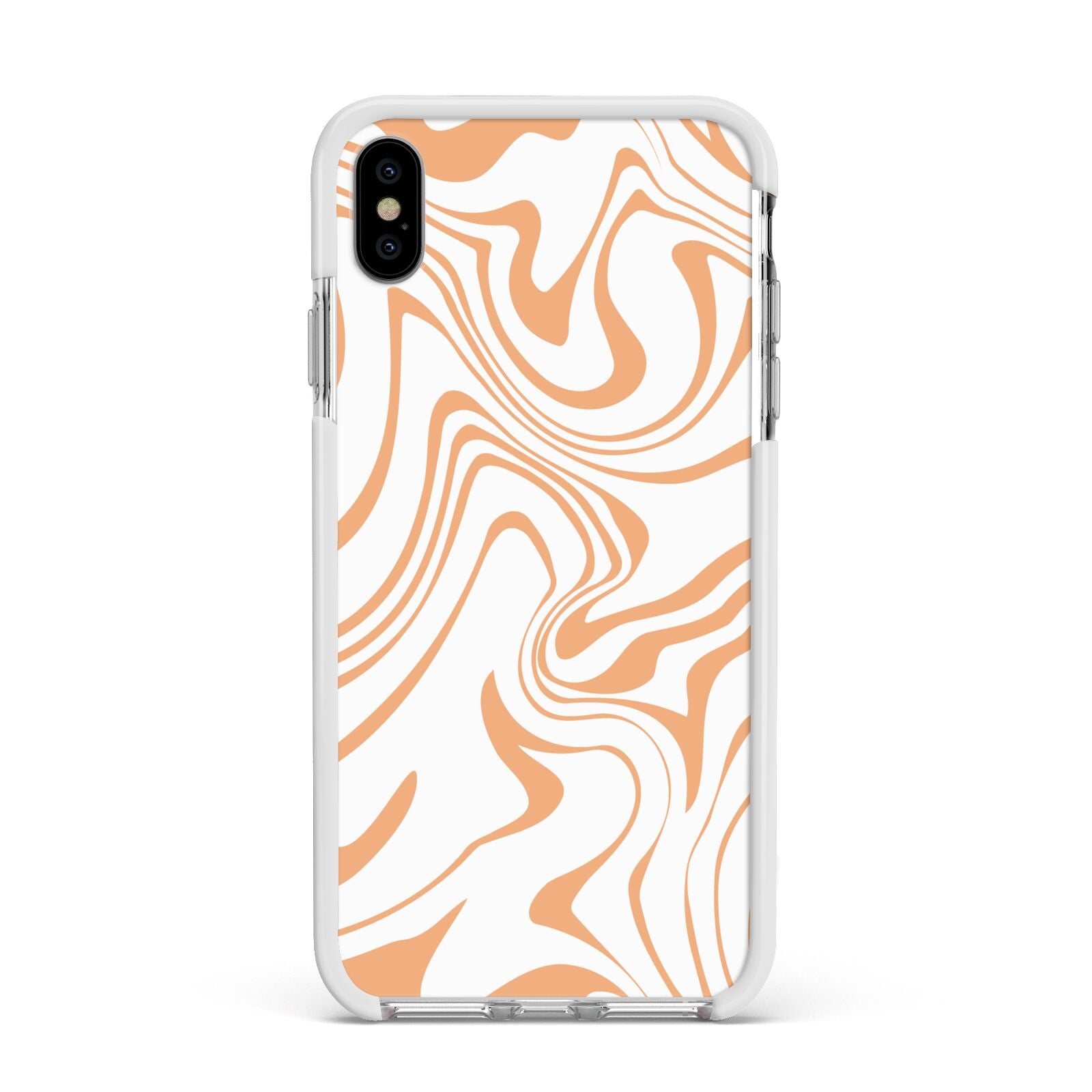 Retro Swirl Apple iPhone Xs Max Impact Case White Edge on Silver Phone