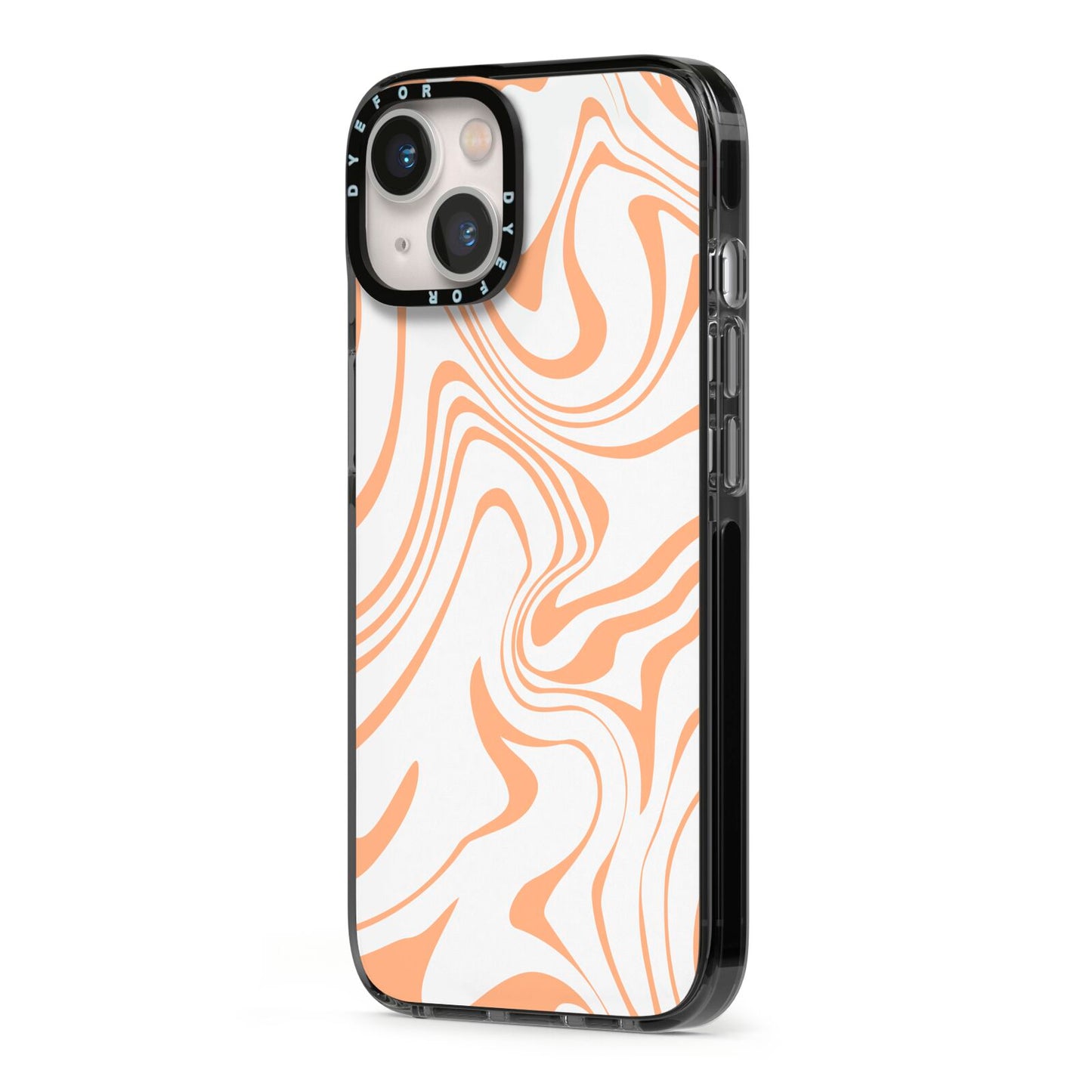 Retro Swirl iPhone 13 Black Impact Case Side Angle on Silver phone