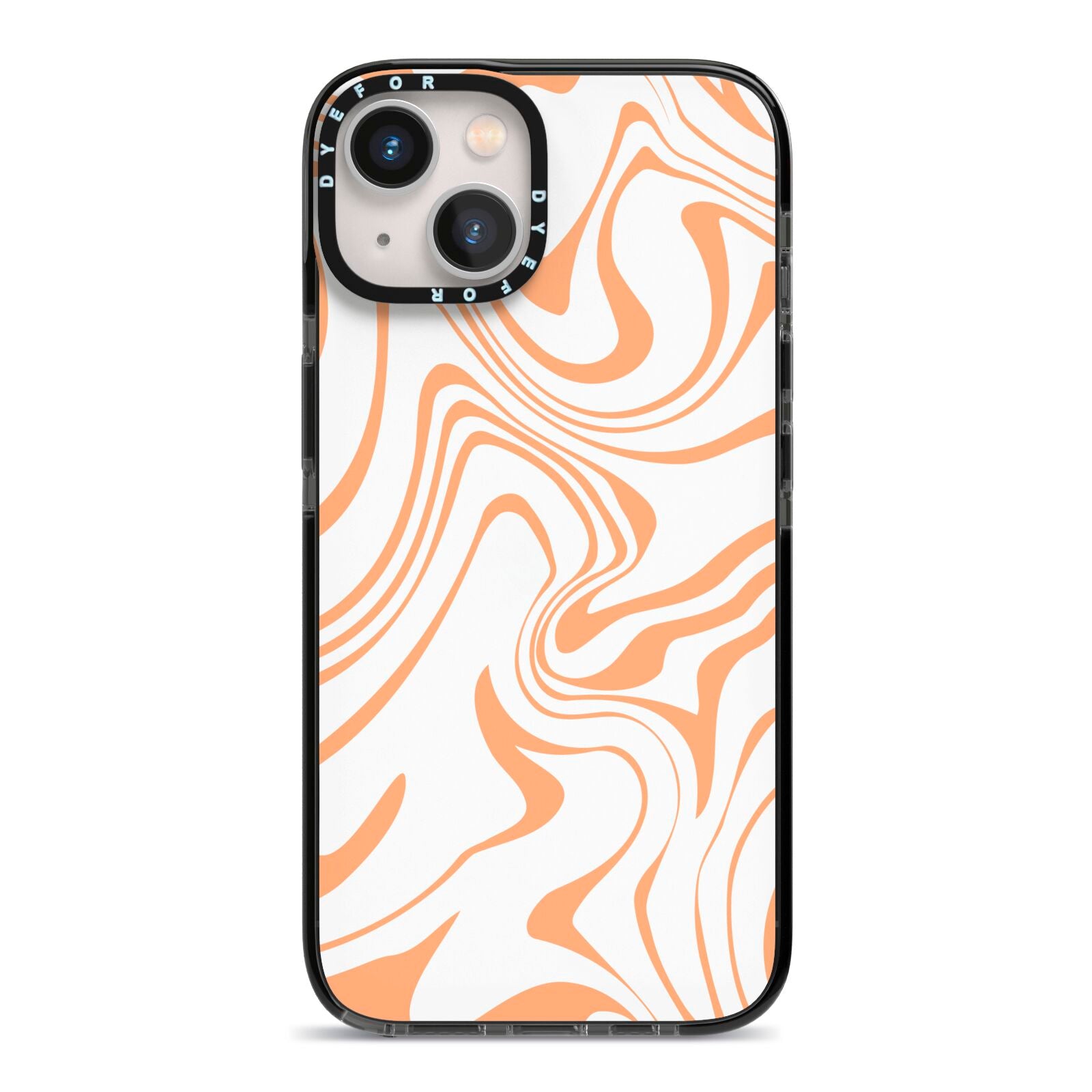 Retro Swirl iPhone 13 Black Impact Case on Silver phone