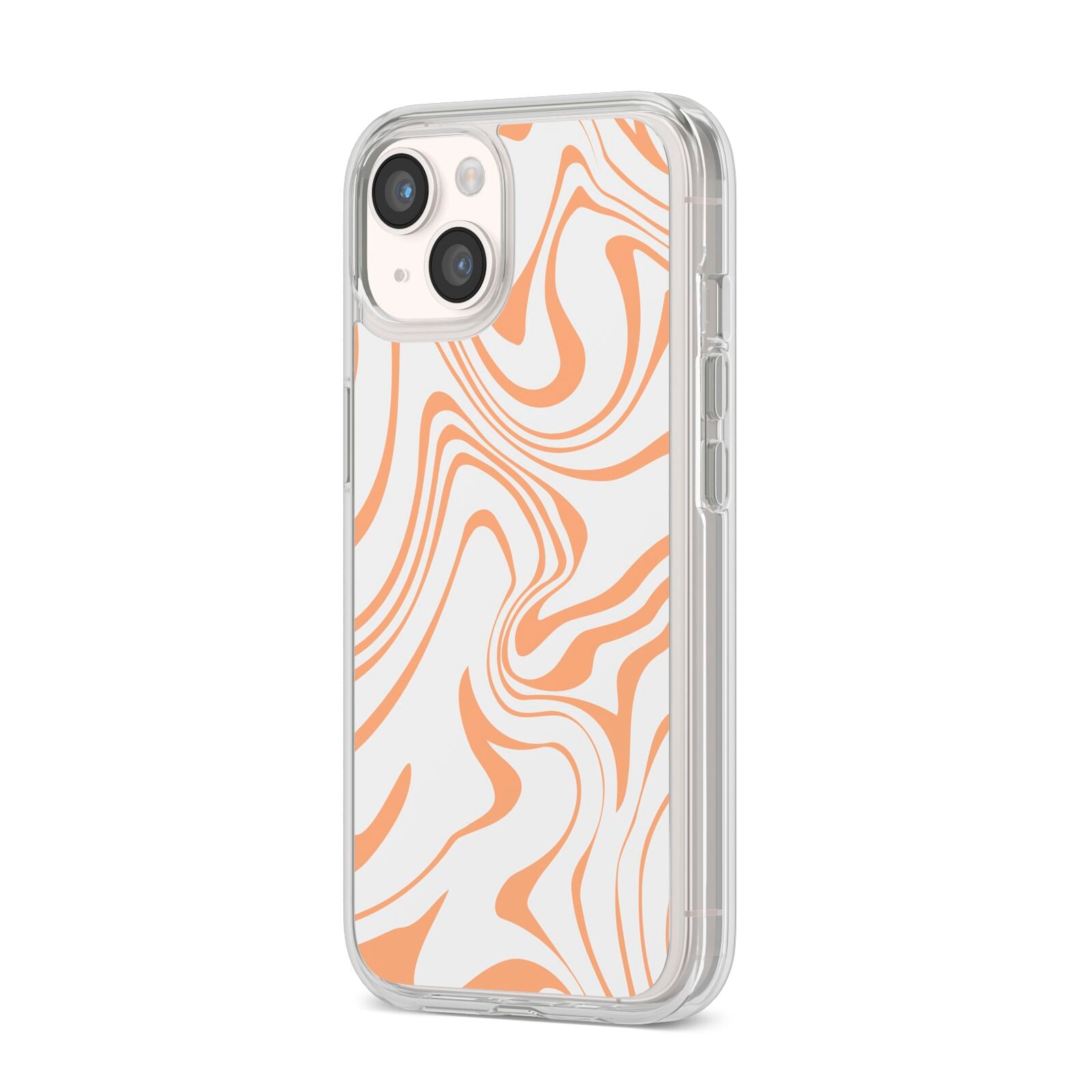 Retro Swirl iPhone 14 Clear Tough Case Starlight Angled Image